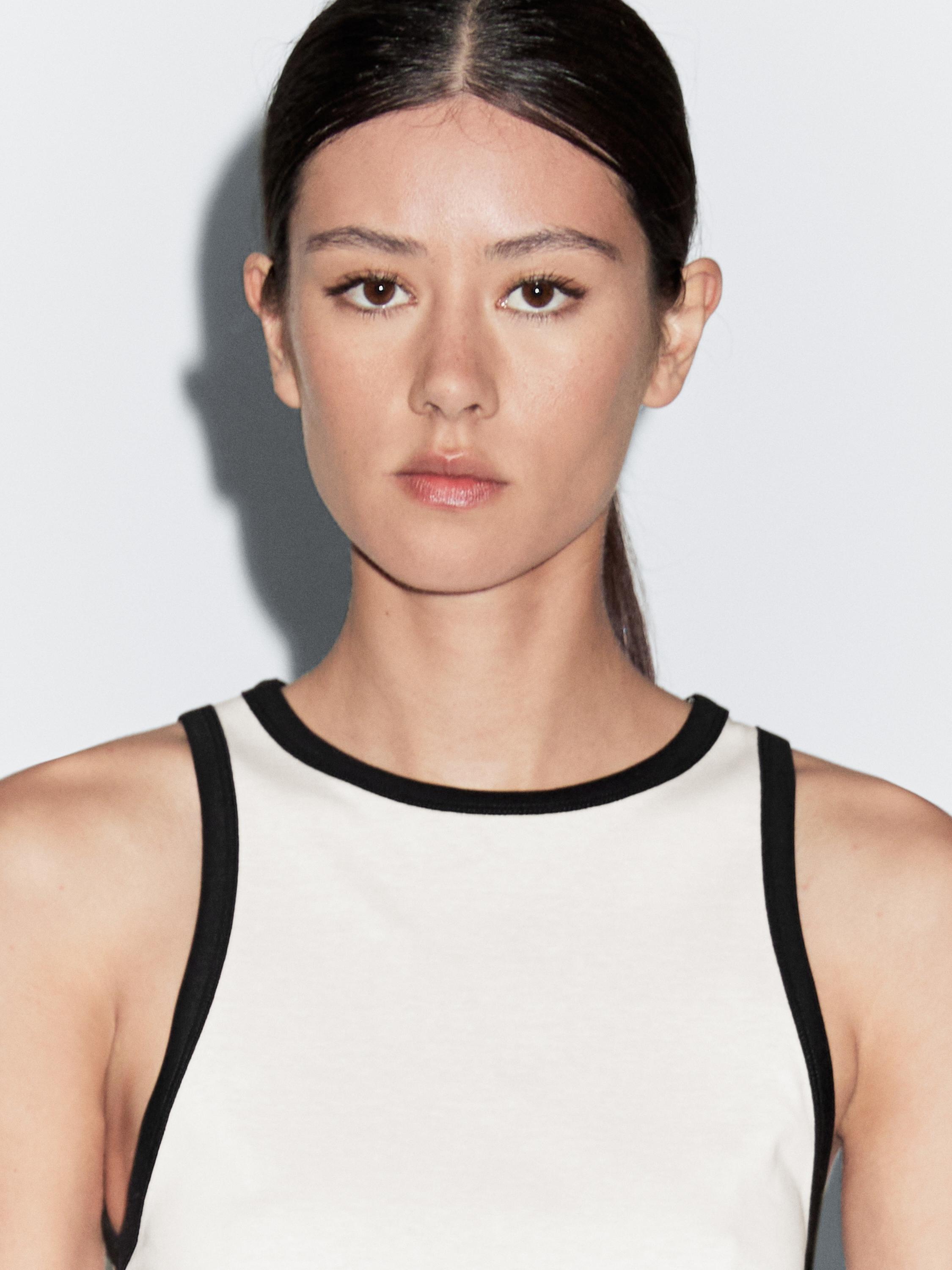 100% cotton halter top with contrast detail