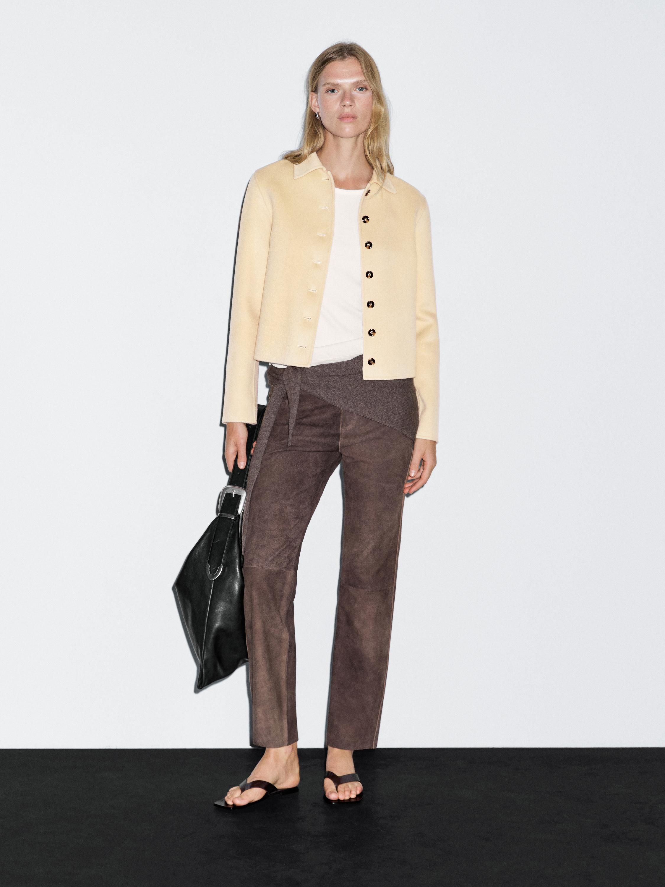 Short wool blend coat · Light Beige · Coats And Jackets Massimo Dutti