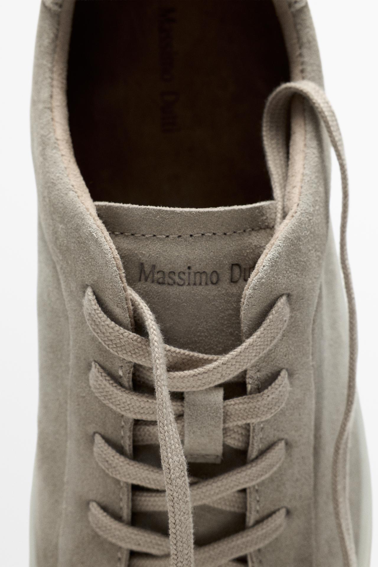 Leather trainers with lug sole — SAND