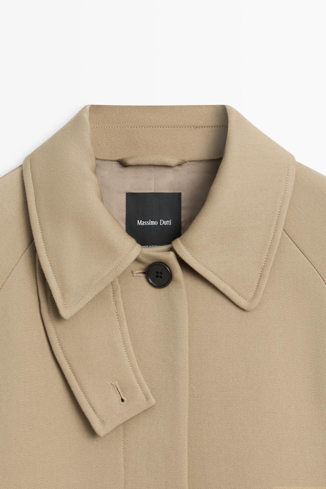 100% wool raglan sleeve coat — BEIGE