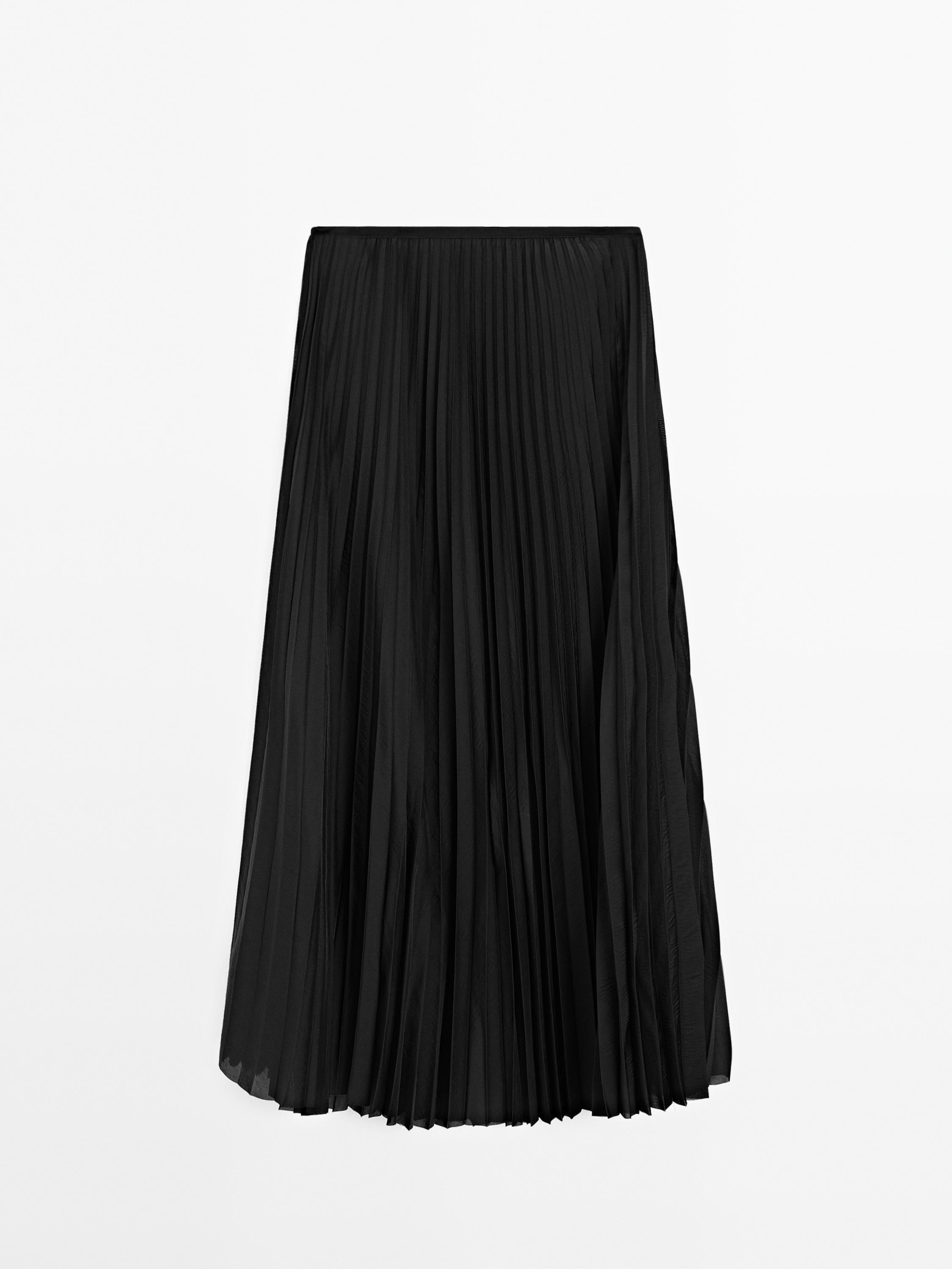 Pleated midi skirt with box pleats