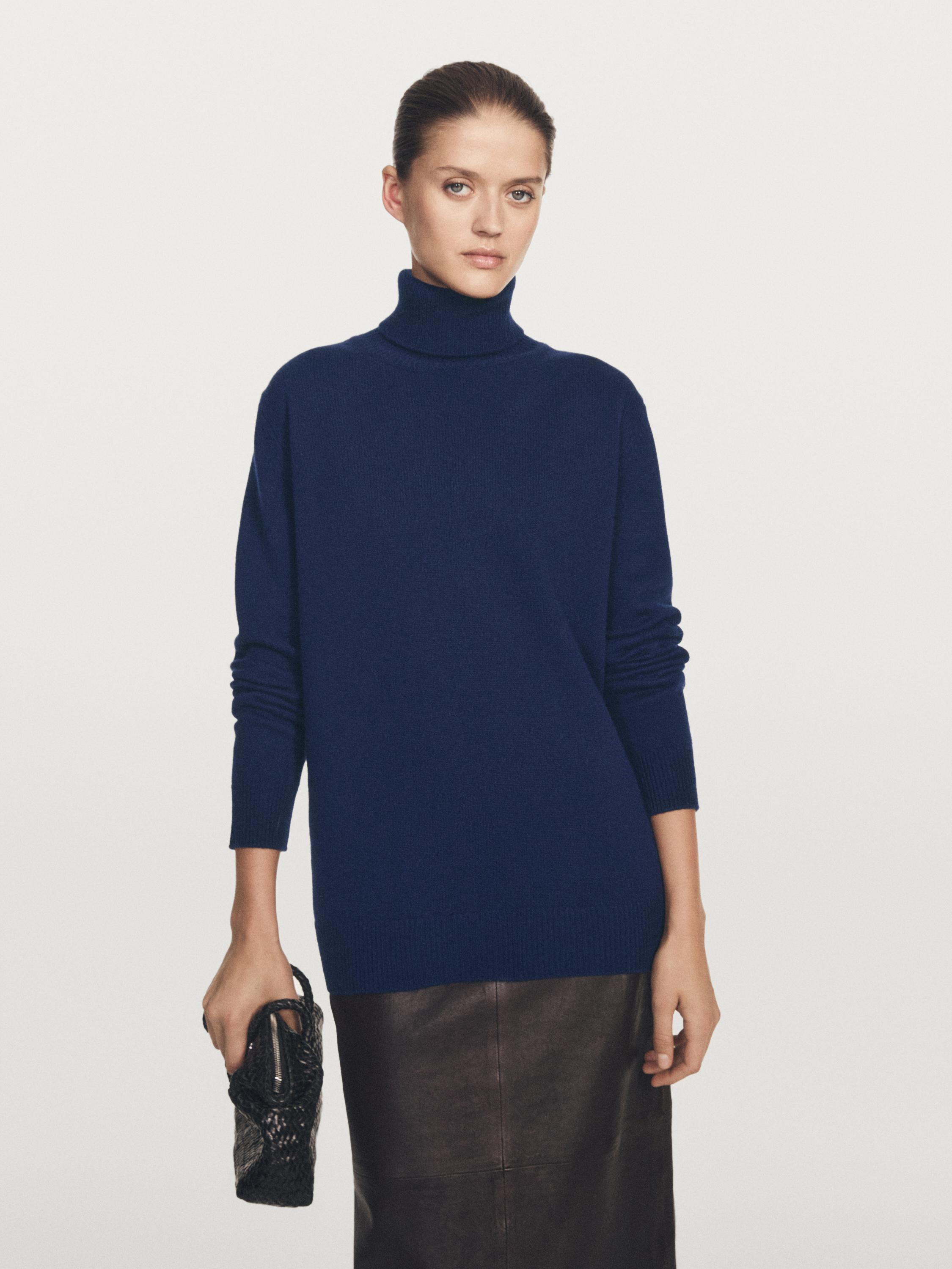 Long knit turtleneck sweater