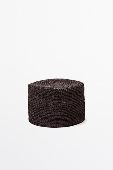 Raffia pillbox hat — OCHRE 1