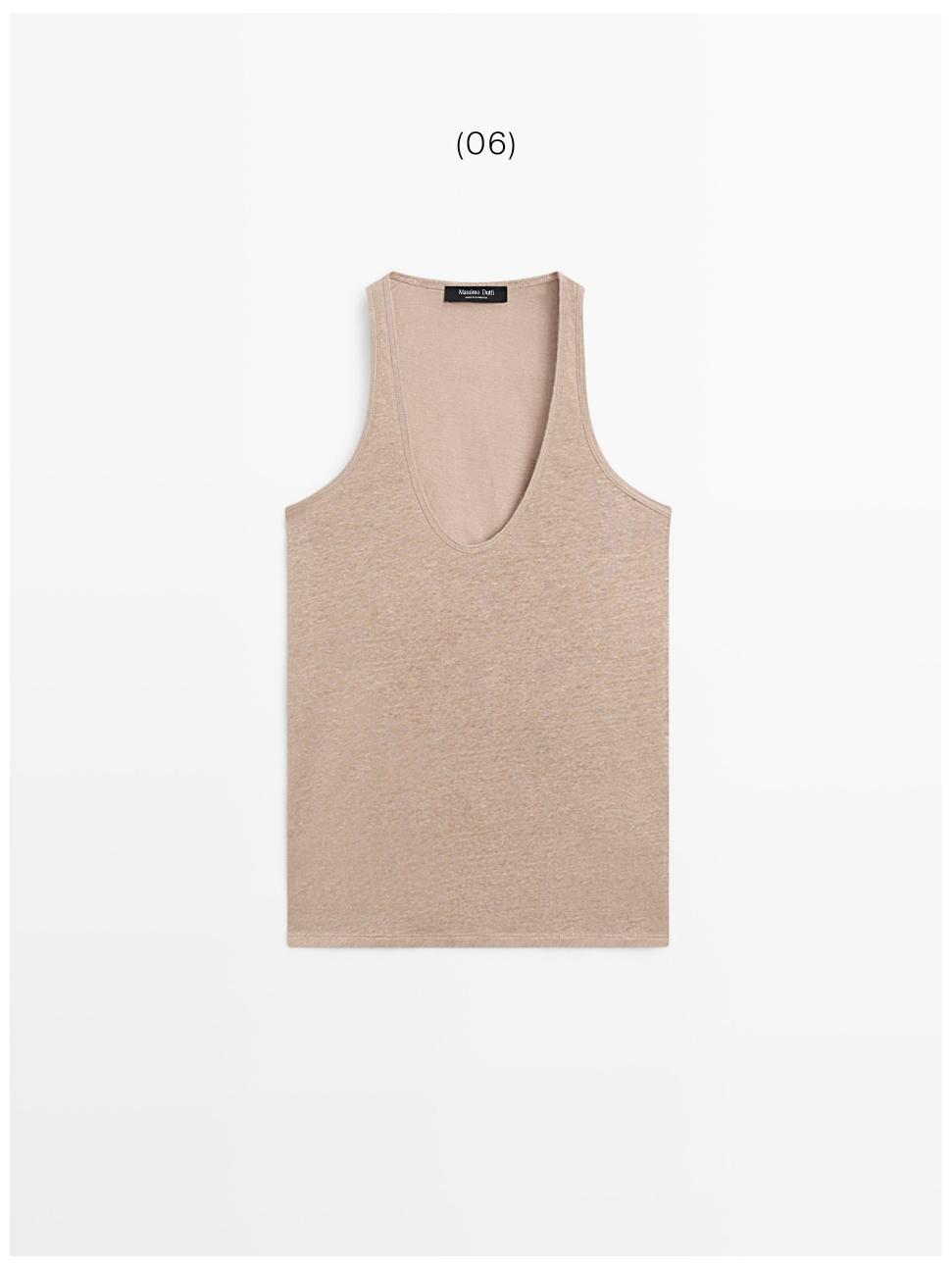 100% linen strappy top — STONE