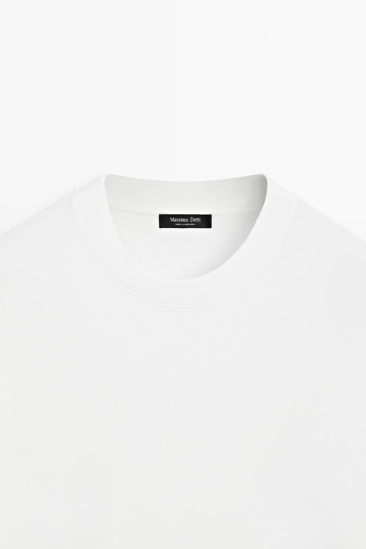 100% cotton long sleeve boxy T-shirt — WHITE