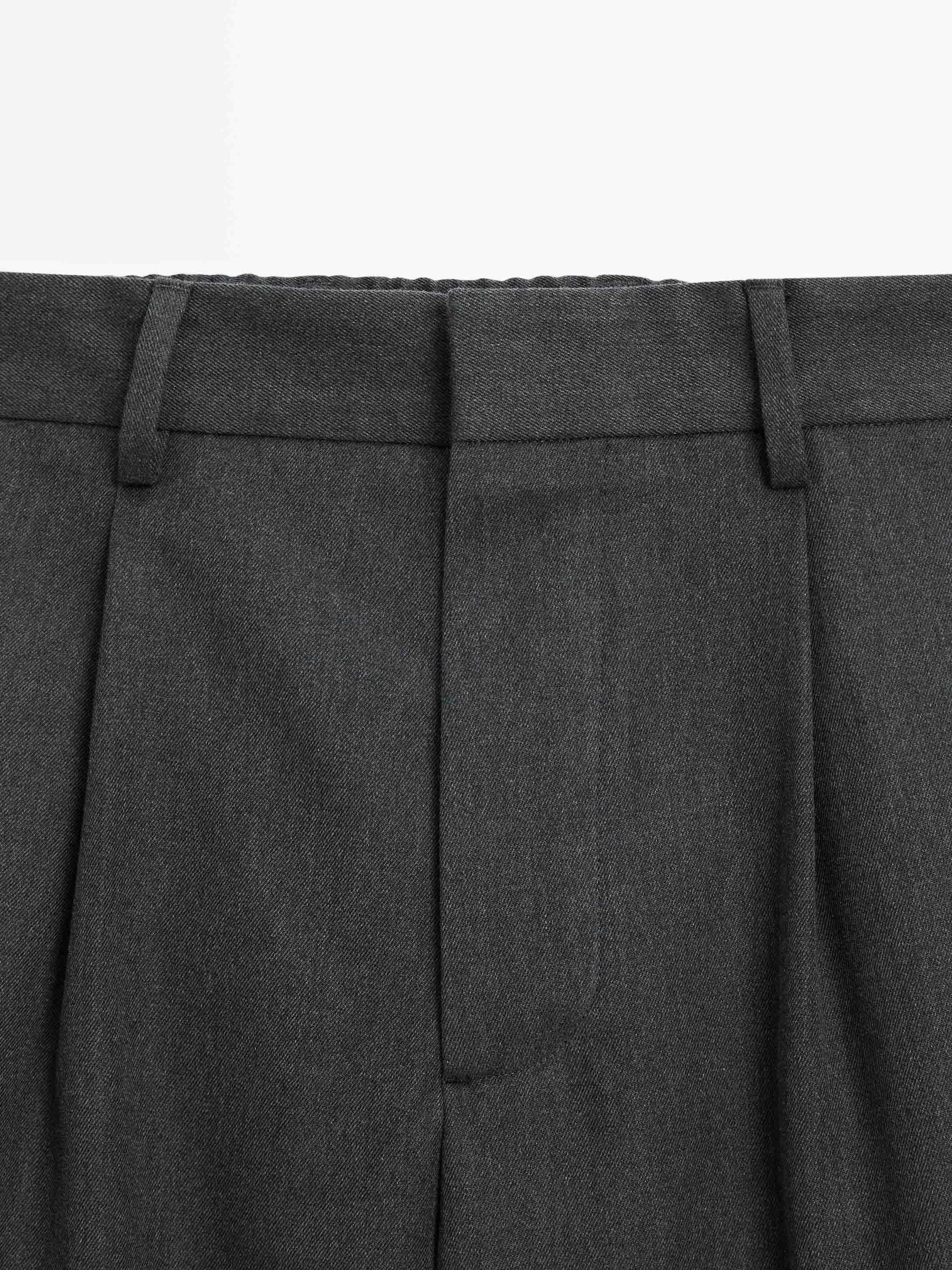 Wool blend darted trousers