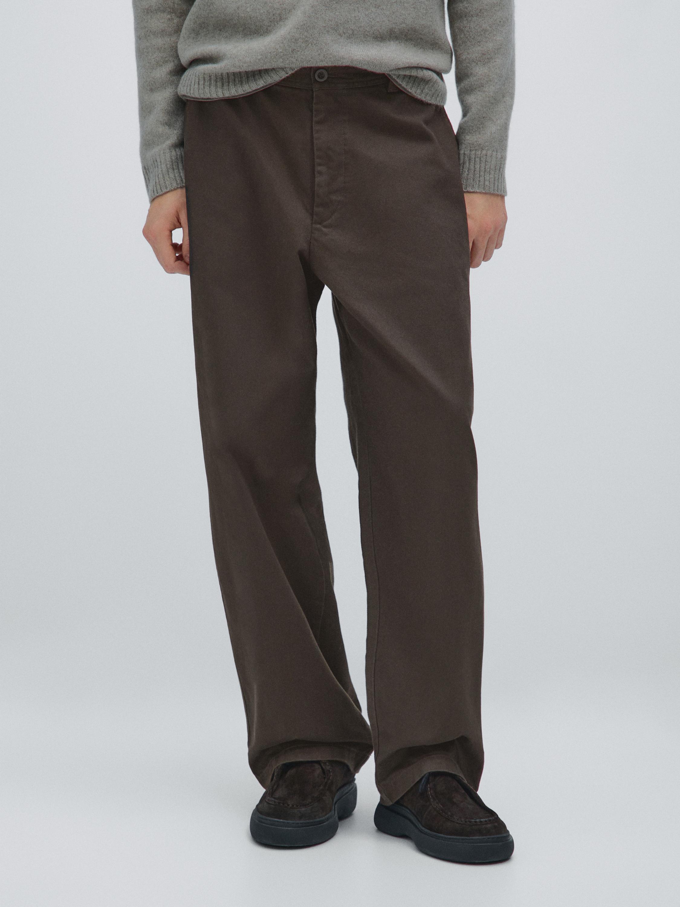 100% cotton wide-leg trousers