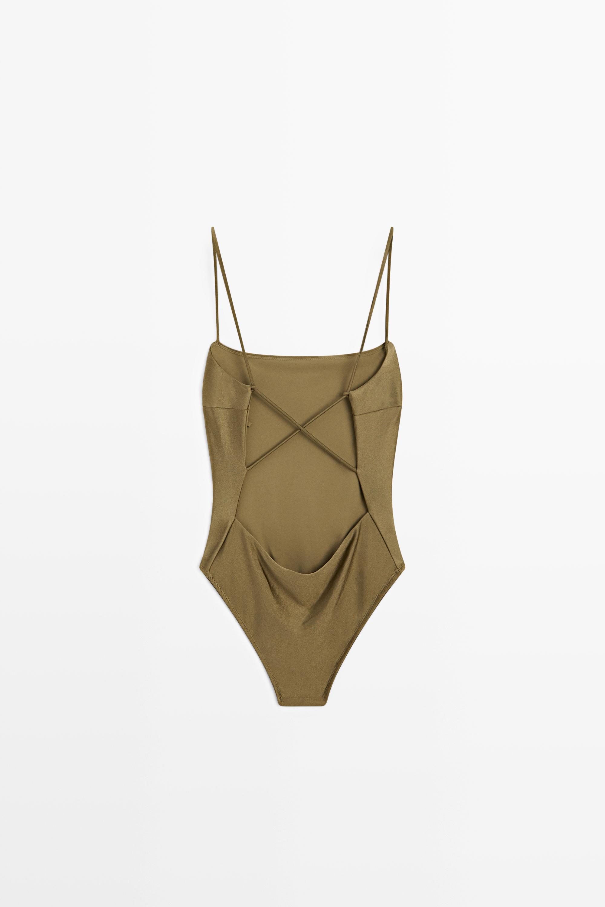 Swimsuit with thin straps — KHAKI