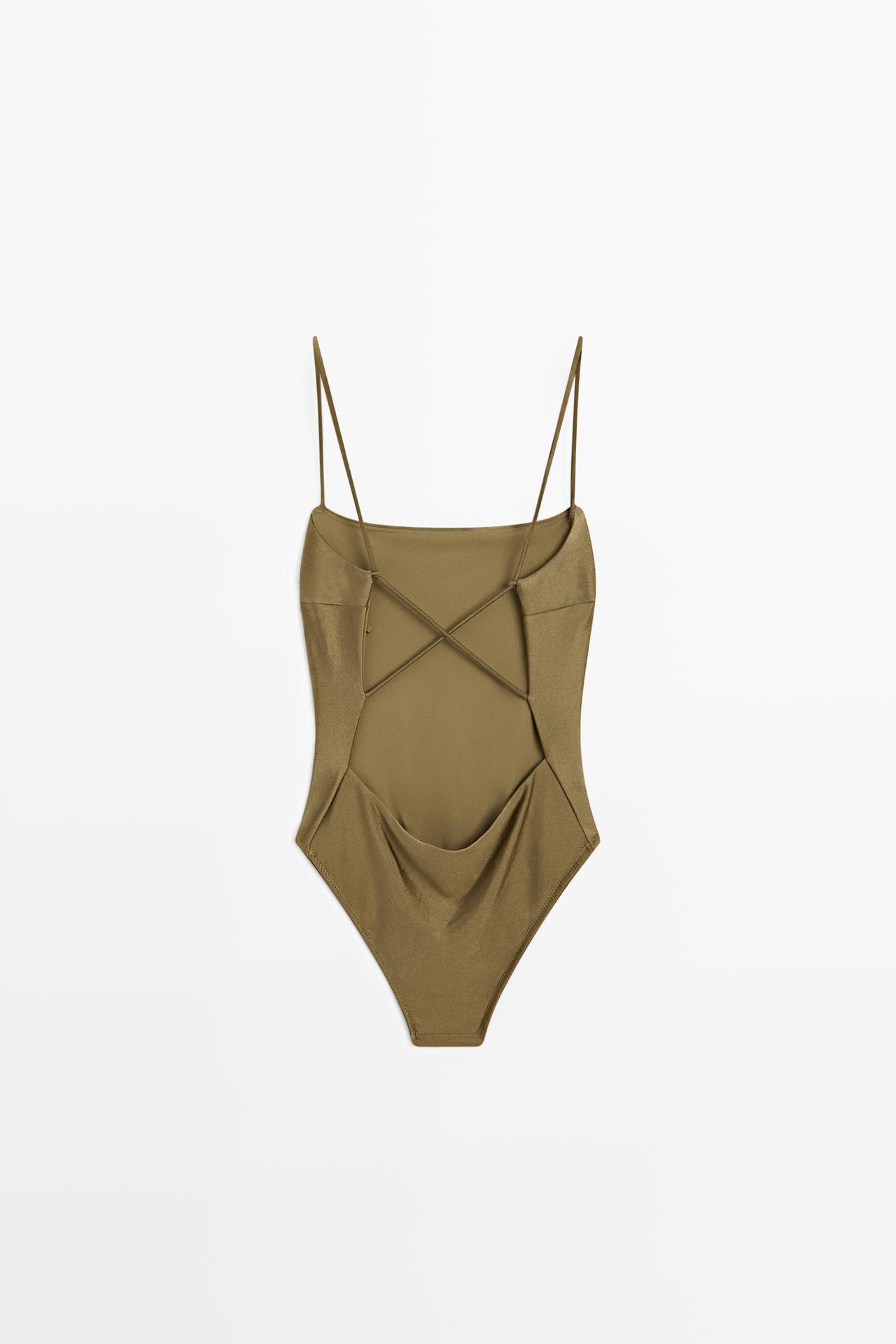 Swimsuit with thin straps — KHAKI