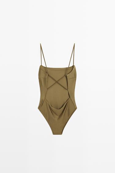 Swimsuit with thin straps — KHAKI 4