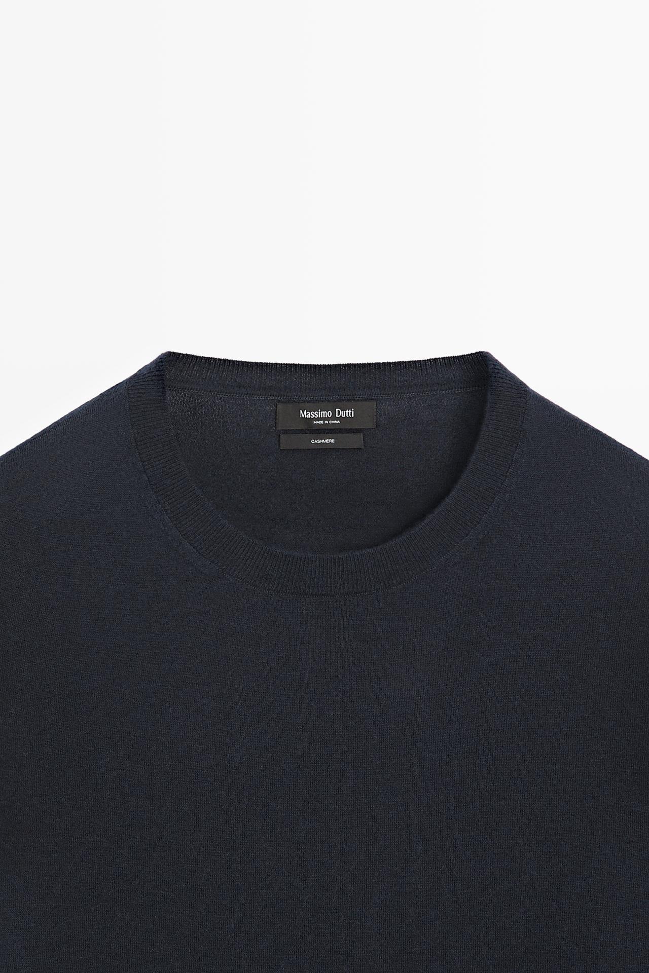 Knit 100% cashmere round neck sweater — NAVY BLUE