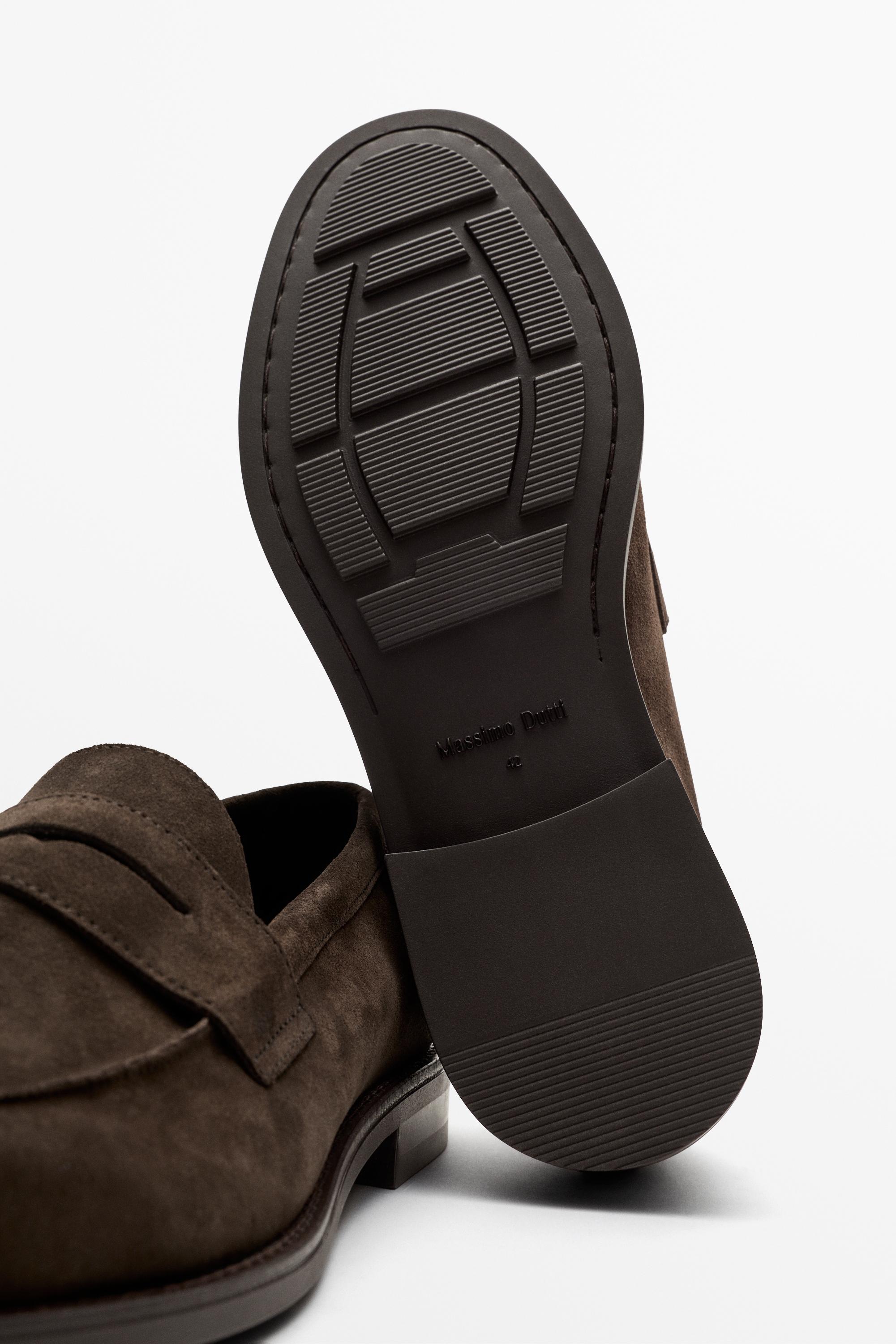 Split suede leather loafer — BROWN