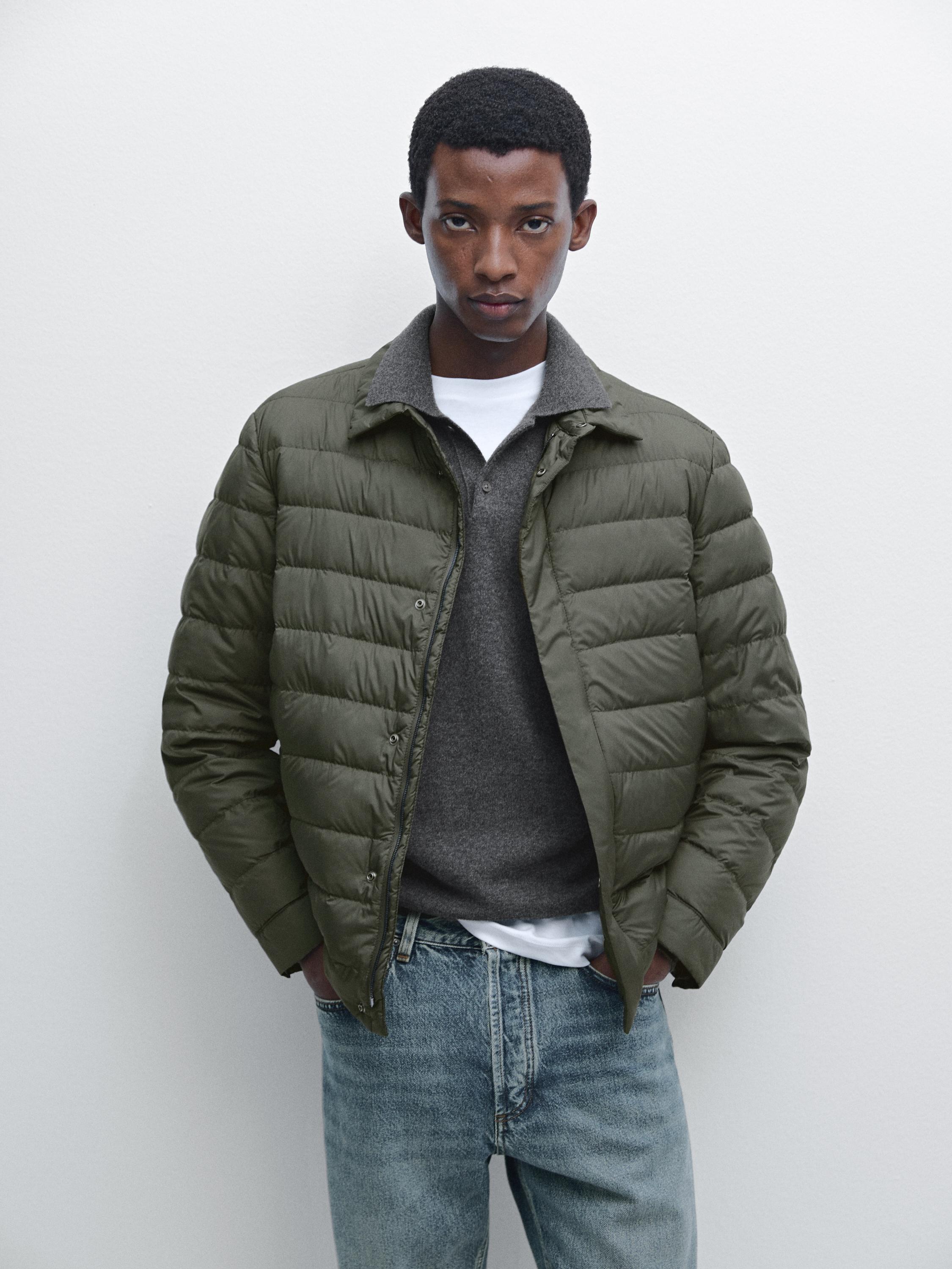 Water-repellent ultra lightweight down blend jacket