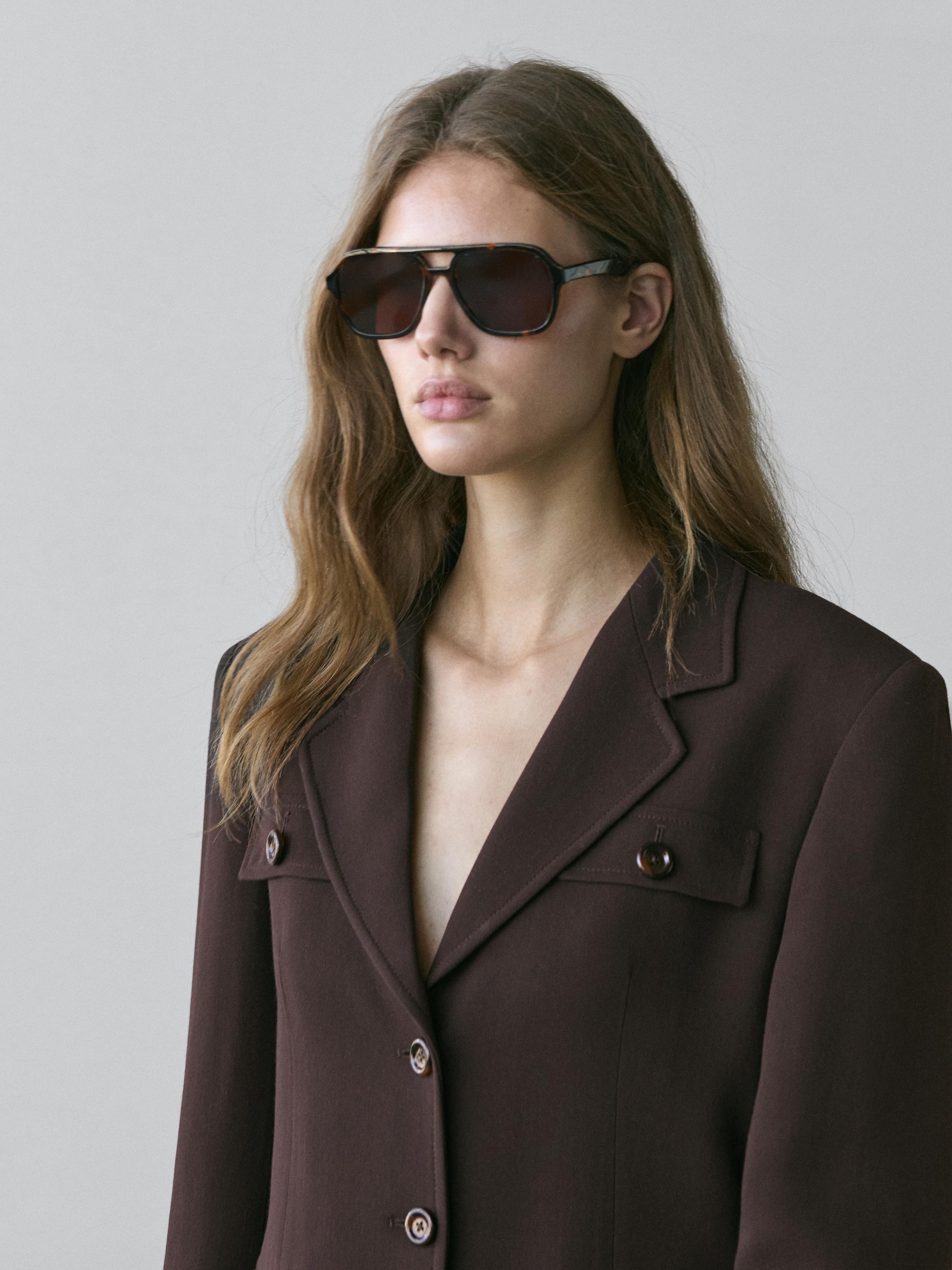Blazer with pockets and lapel collar — Chocolate