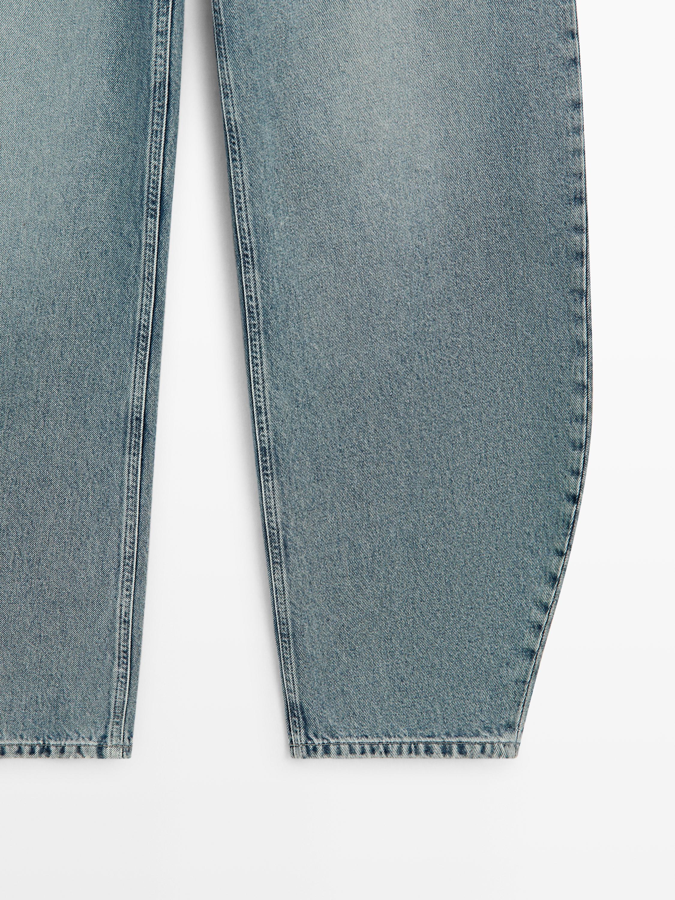 High-waist barrel fit jeans — Light Blue