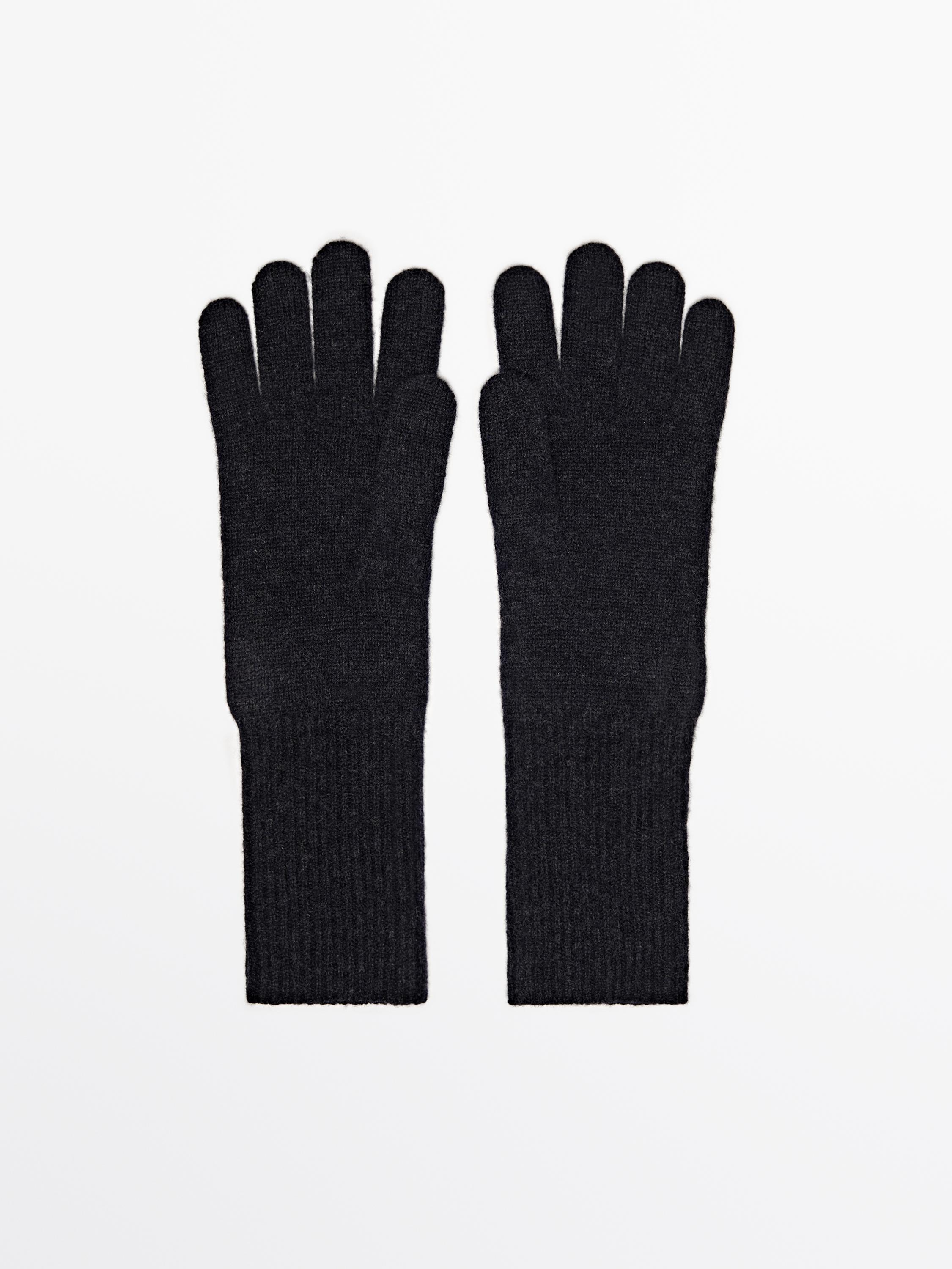 Long thin wool blend gloves
