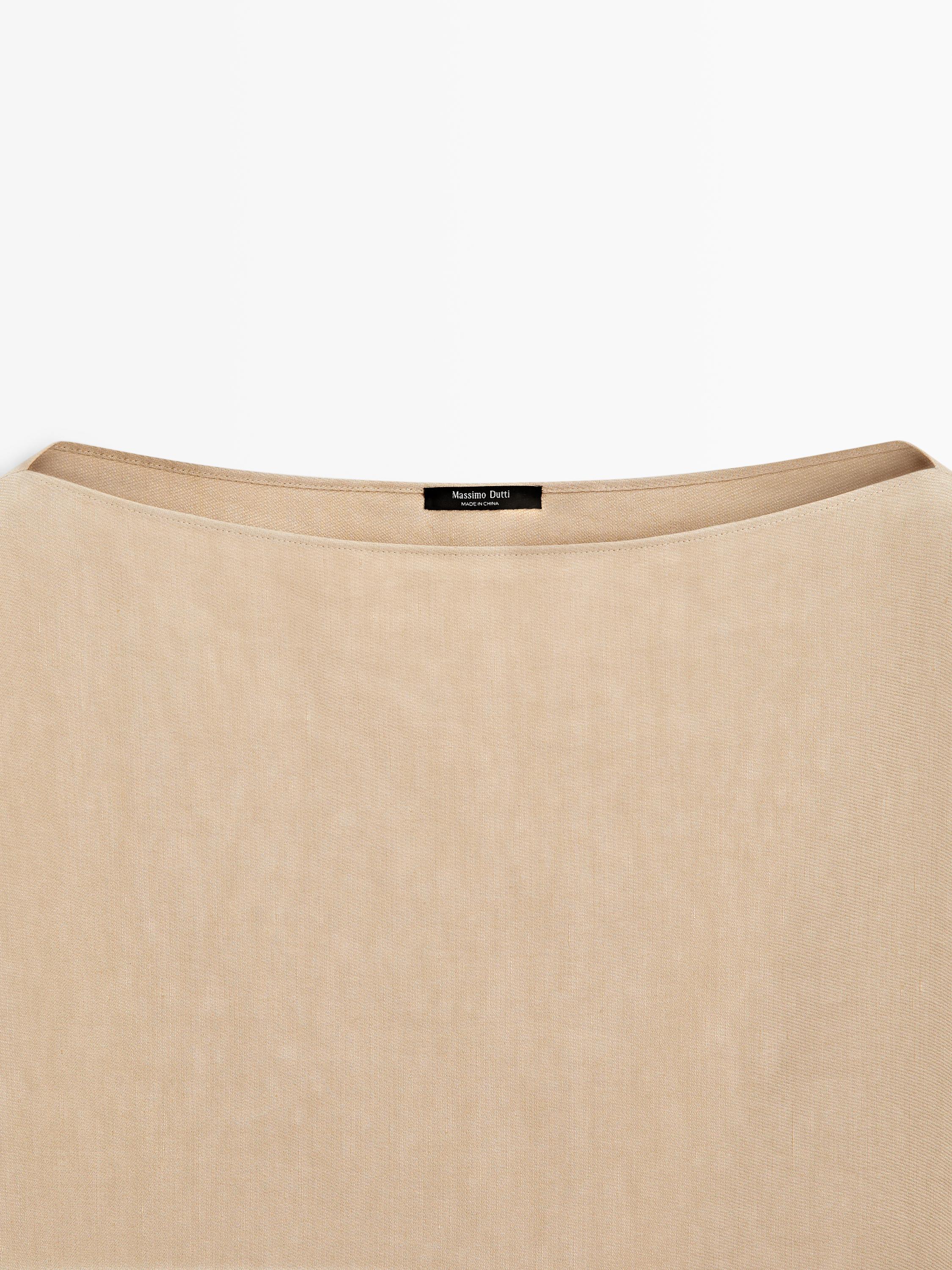 Flowing boat neck shirt — BEIGE
