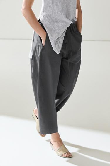 Cropped technical barrel fit pants — Blue 3