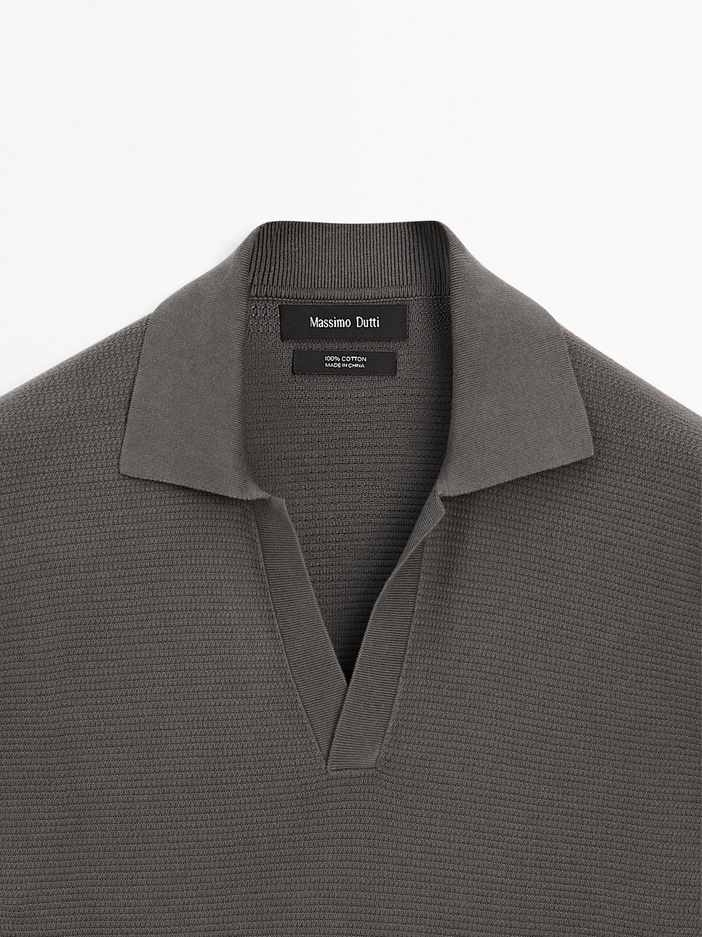 Knit V-neck polo shirt