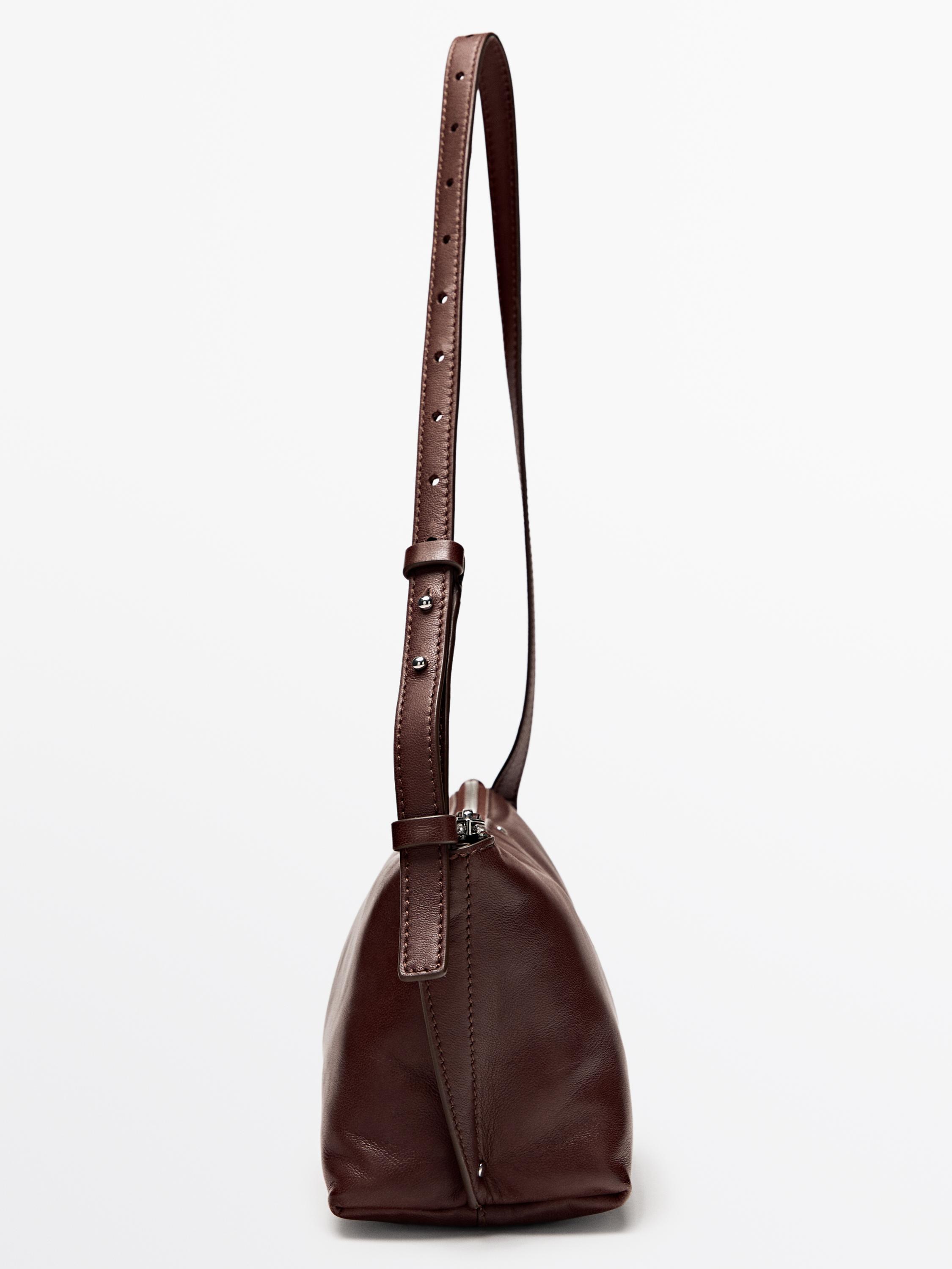 Nappa leather shoulder bag — BURGUNDY