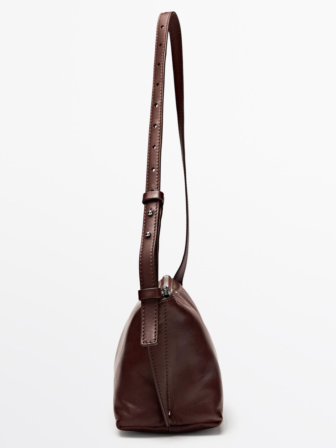 Nappa leather shoulder bag — BURGUNDY