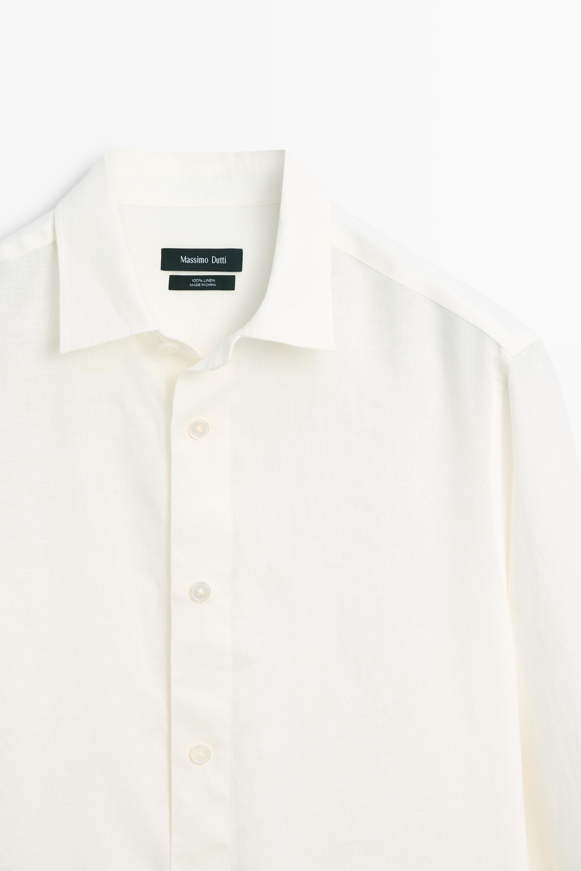100% linen regular fit shirt — CREAM