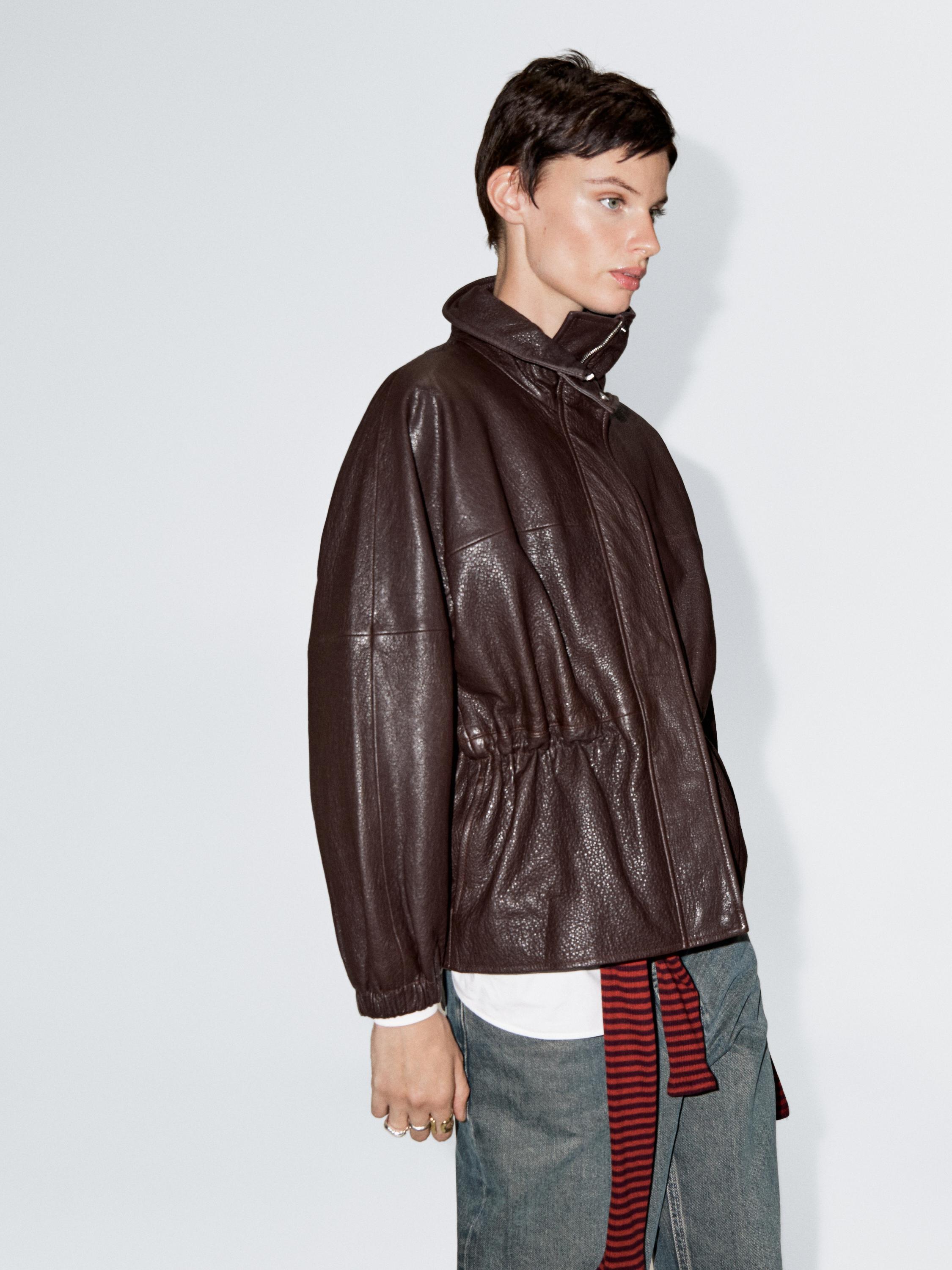 Nappa leather jacket with grainy finish