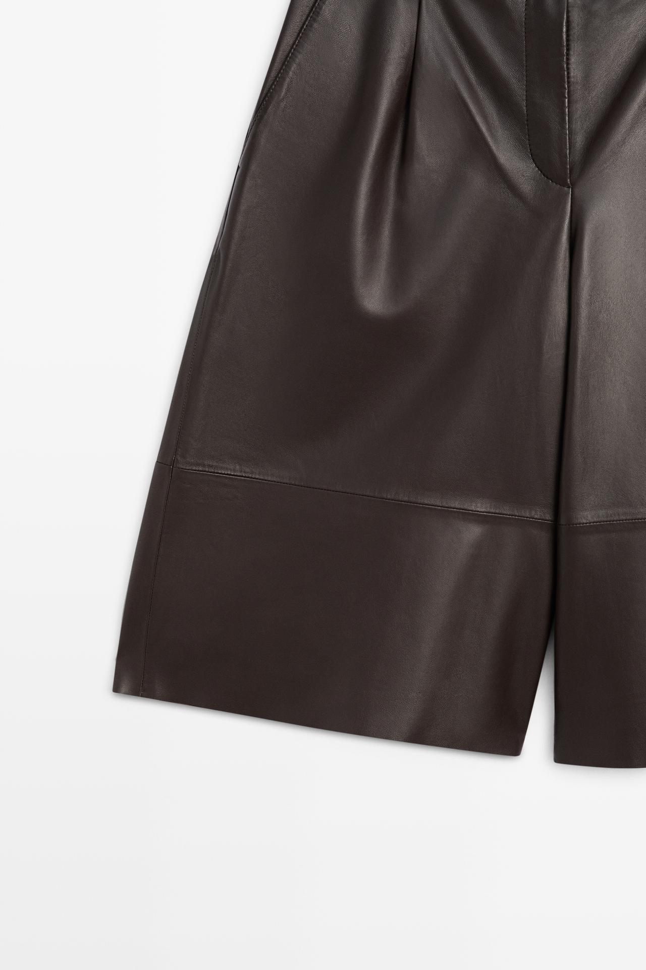 Long nappa leather Bermuda shorts — BROWN