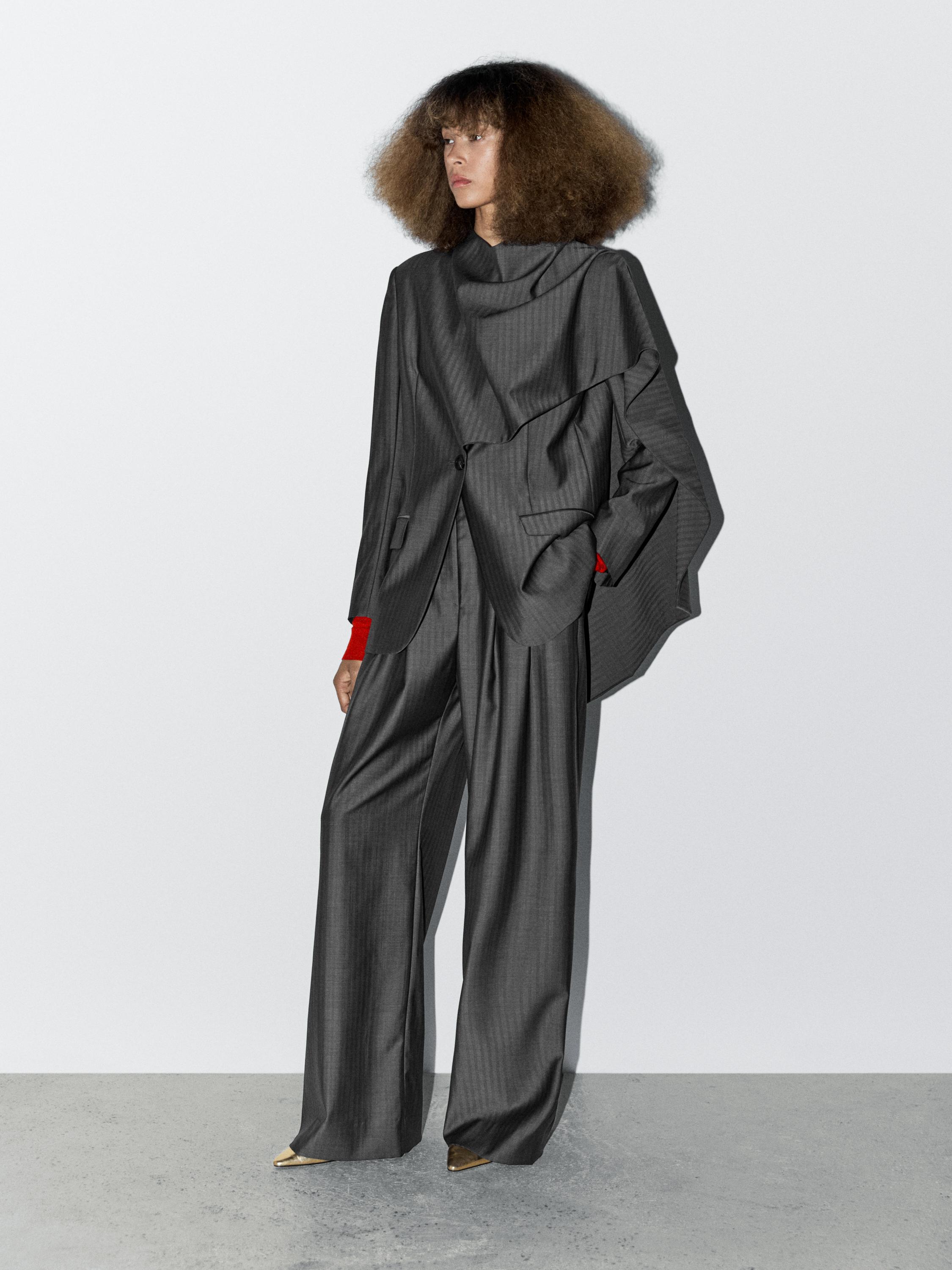 100% wool blazer with scarf detail - STUDIO