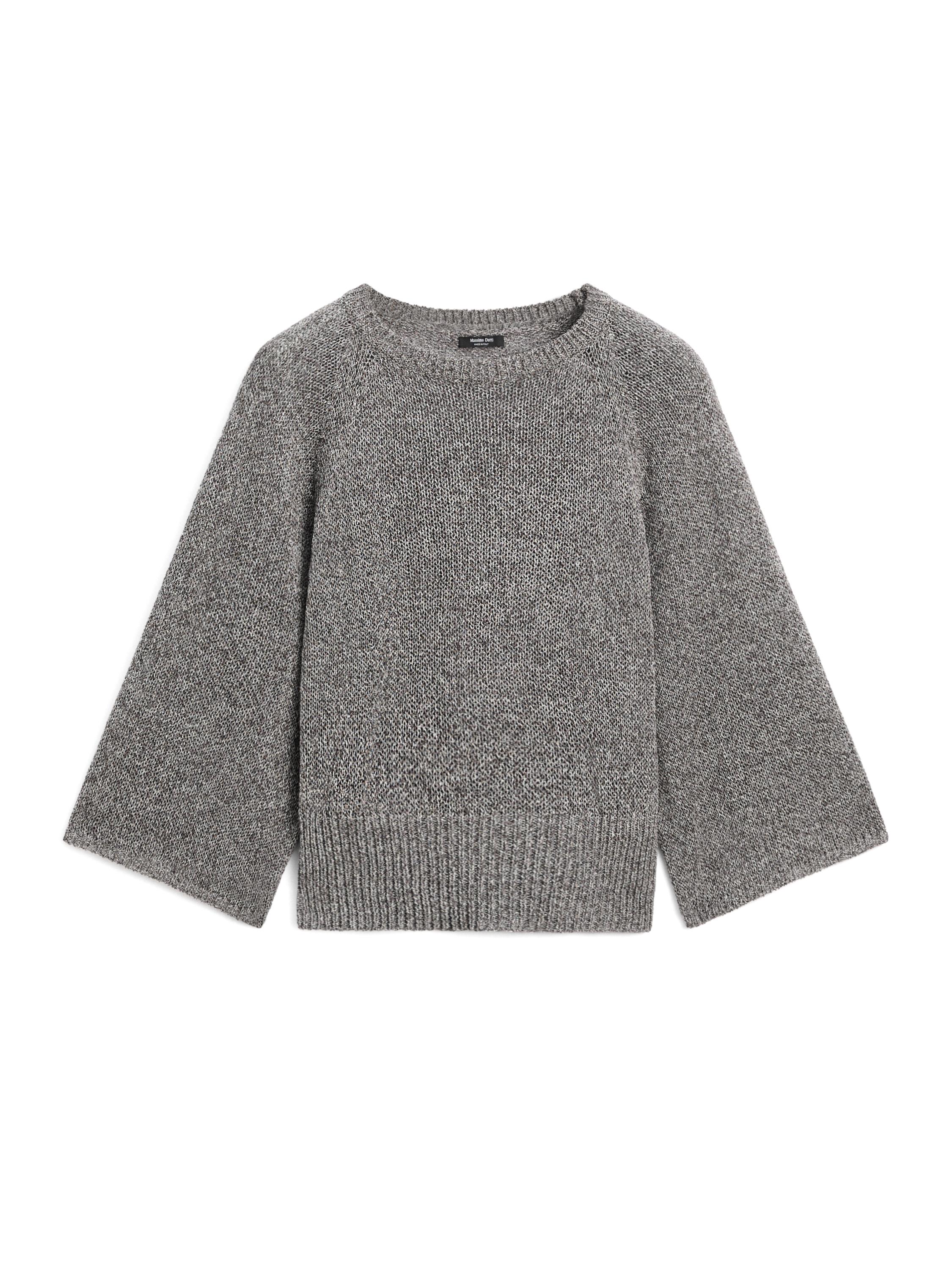 Cotton blend heathered knit sweater — MEDIUM GREY