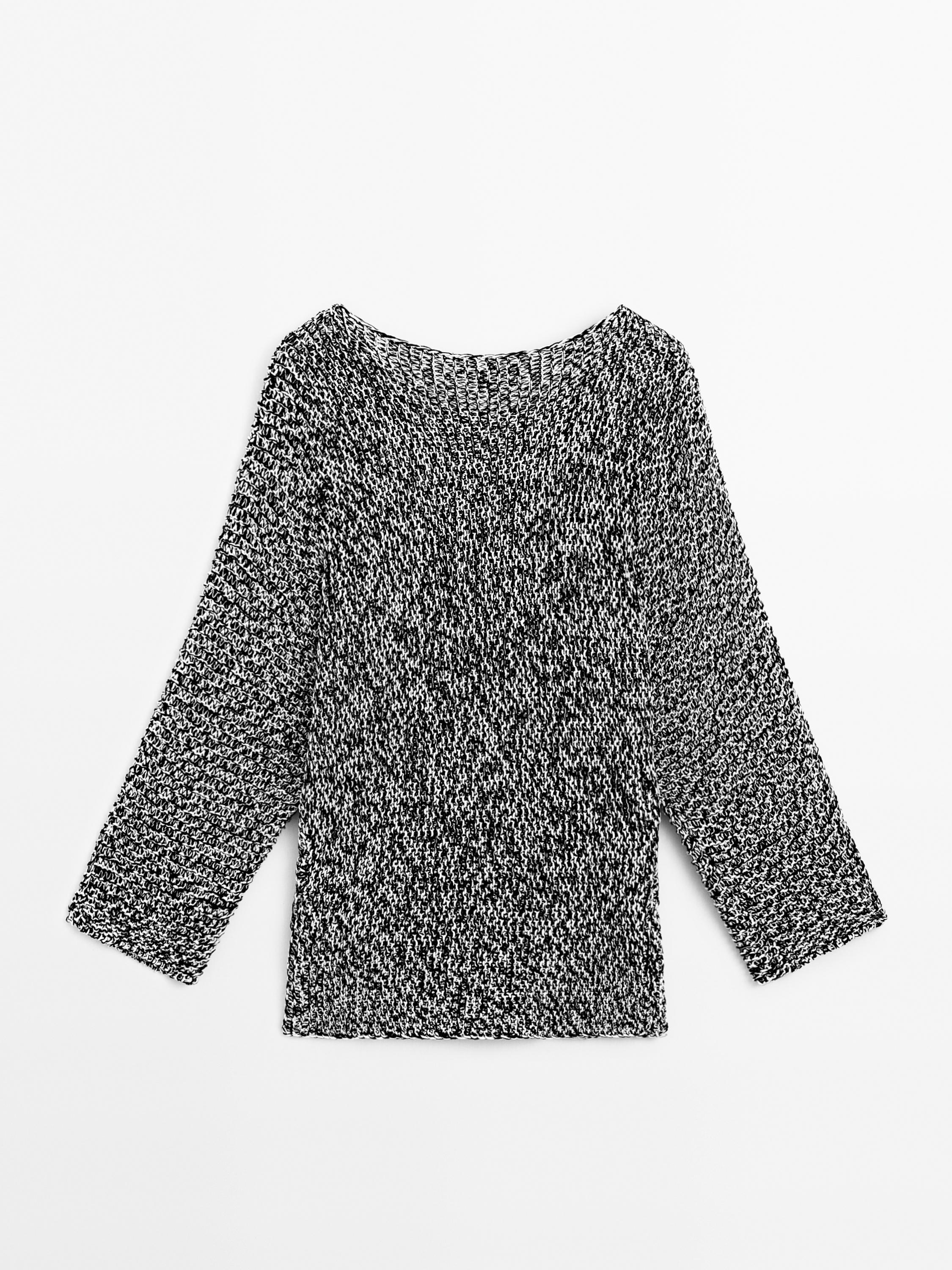100% cotton flecked knit sweater