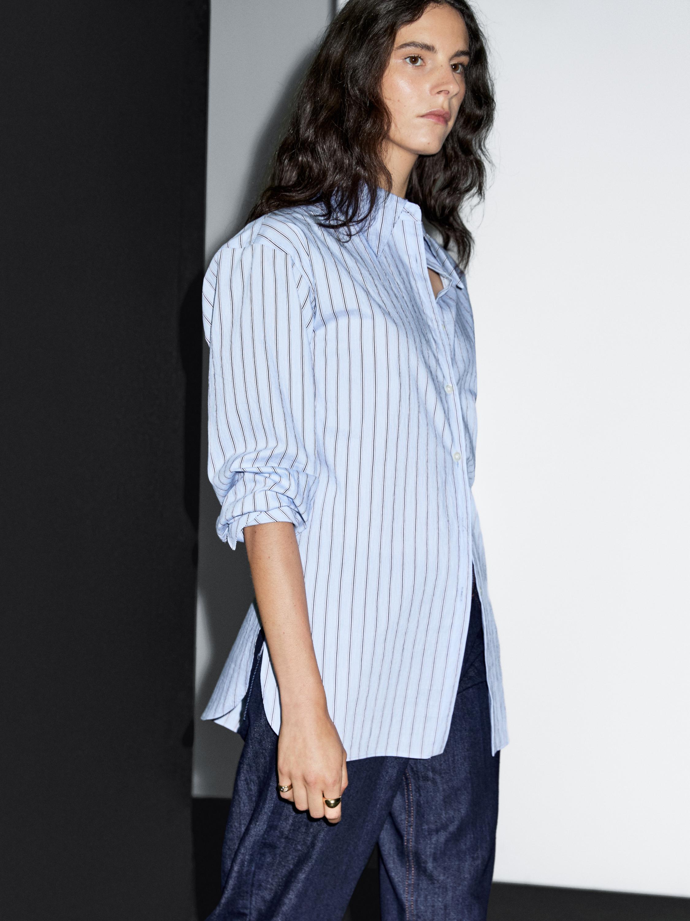 Striped cotton blend shirt