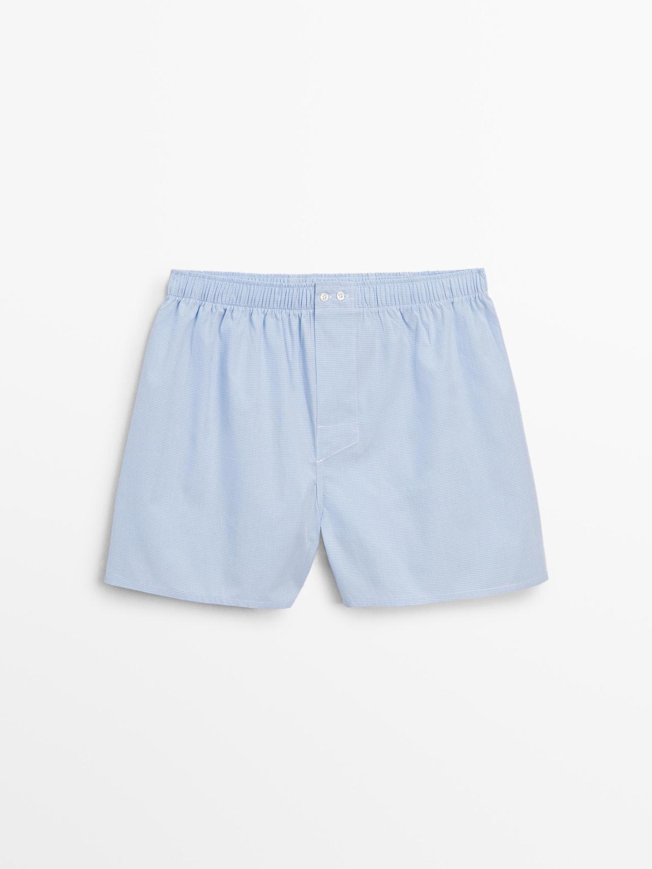 Massimo Dutti - Herre - Køkkenternede Mini-Boxershorts - Himmelblå - Xl