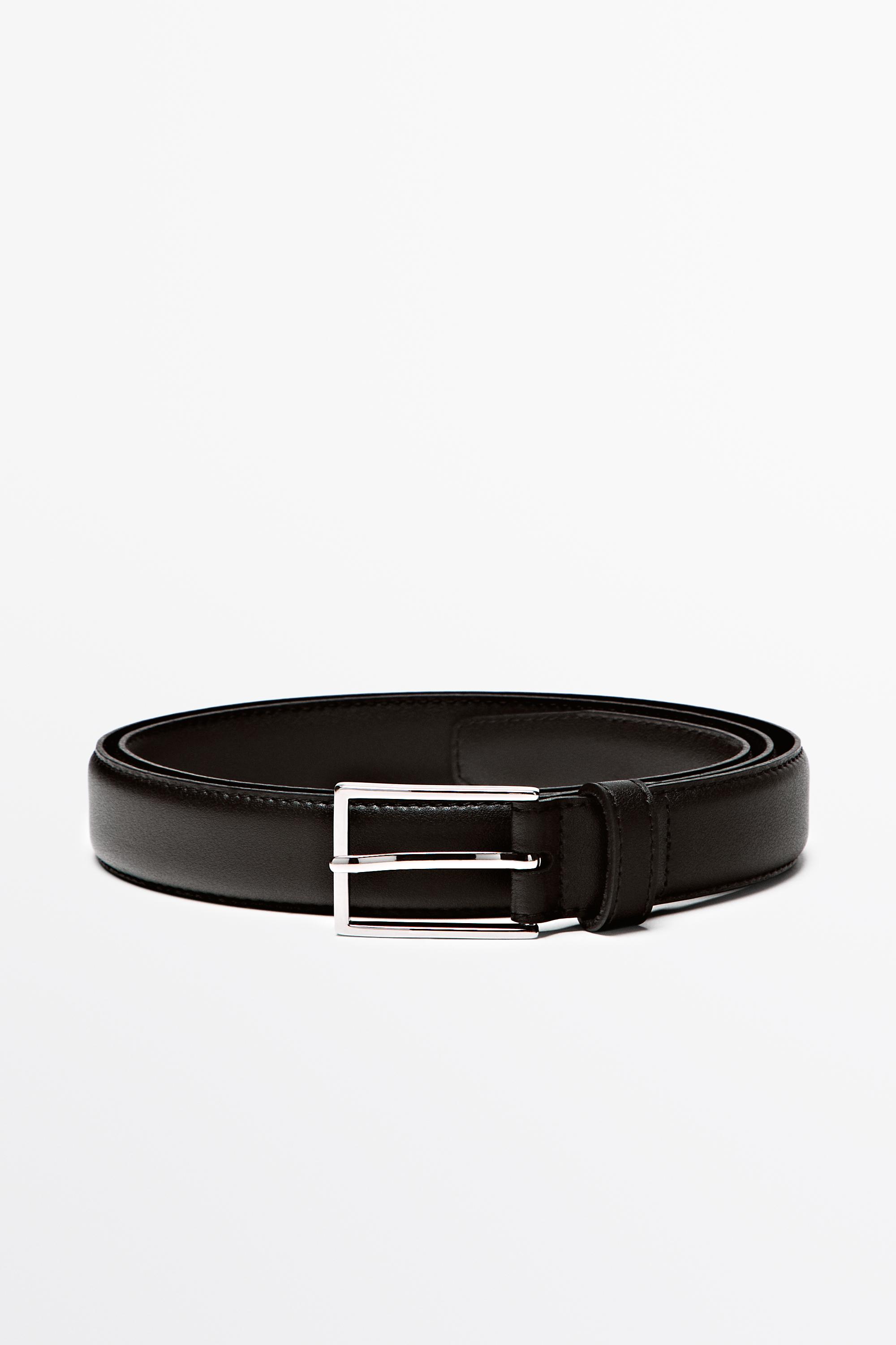 Smart nappa leather belt with topstitching