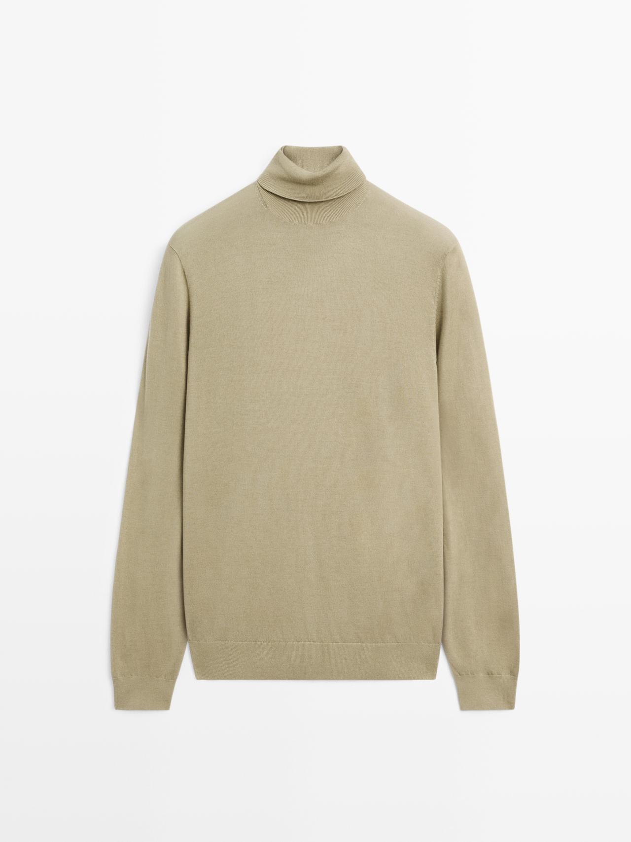 Massimo Dutti - Heren - Tricot Trui Van Wolmix Met Opstaande Kraag - Verde - Xl