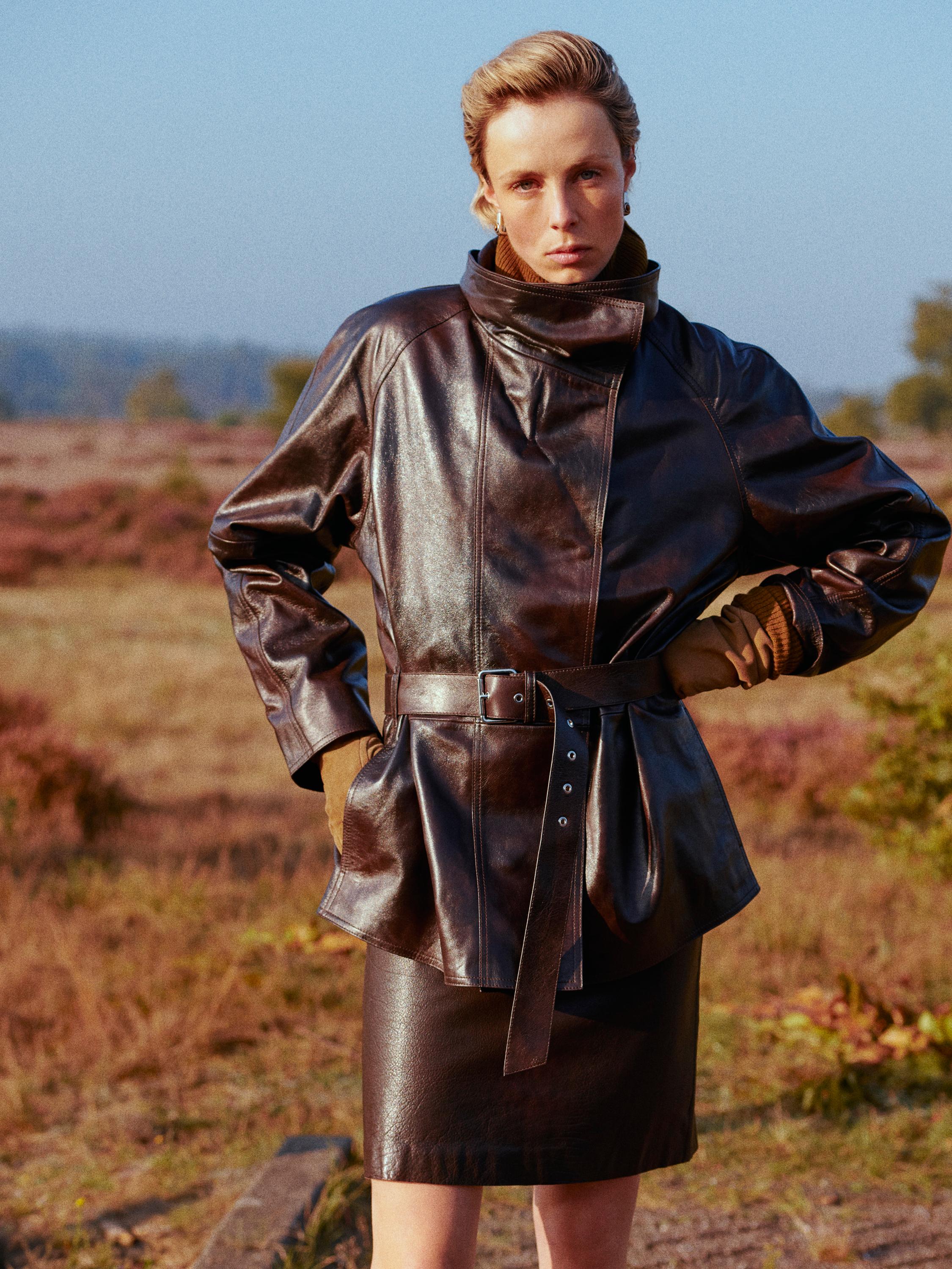 Nappa leather jacket with belt