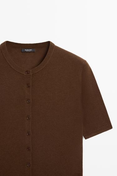 Short sleeve cardigan — BROWN 9