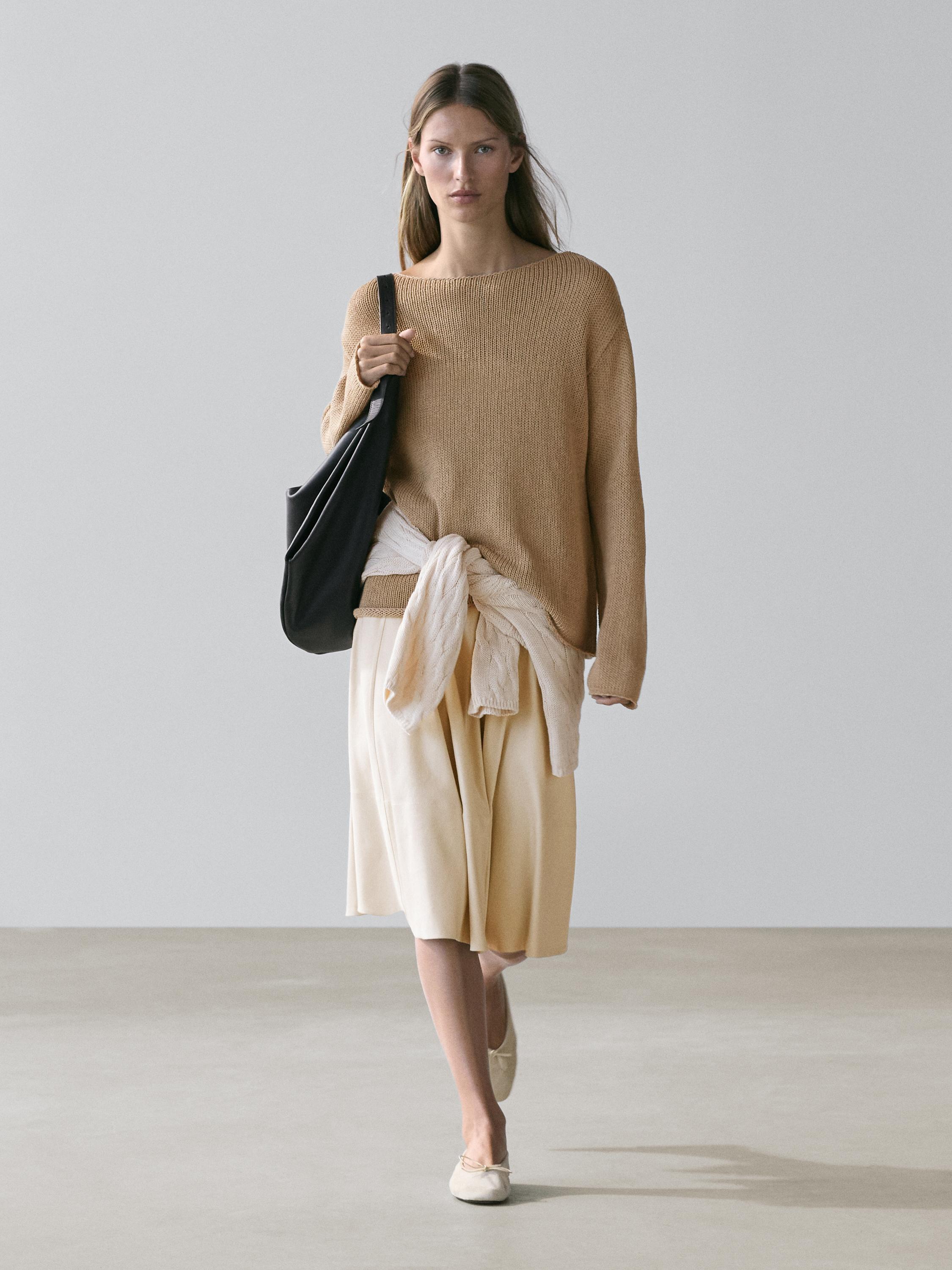 Cotton blend cutwork sweater