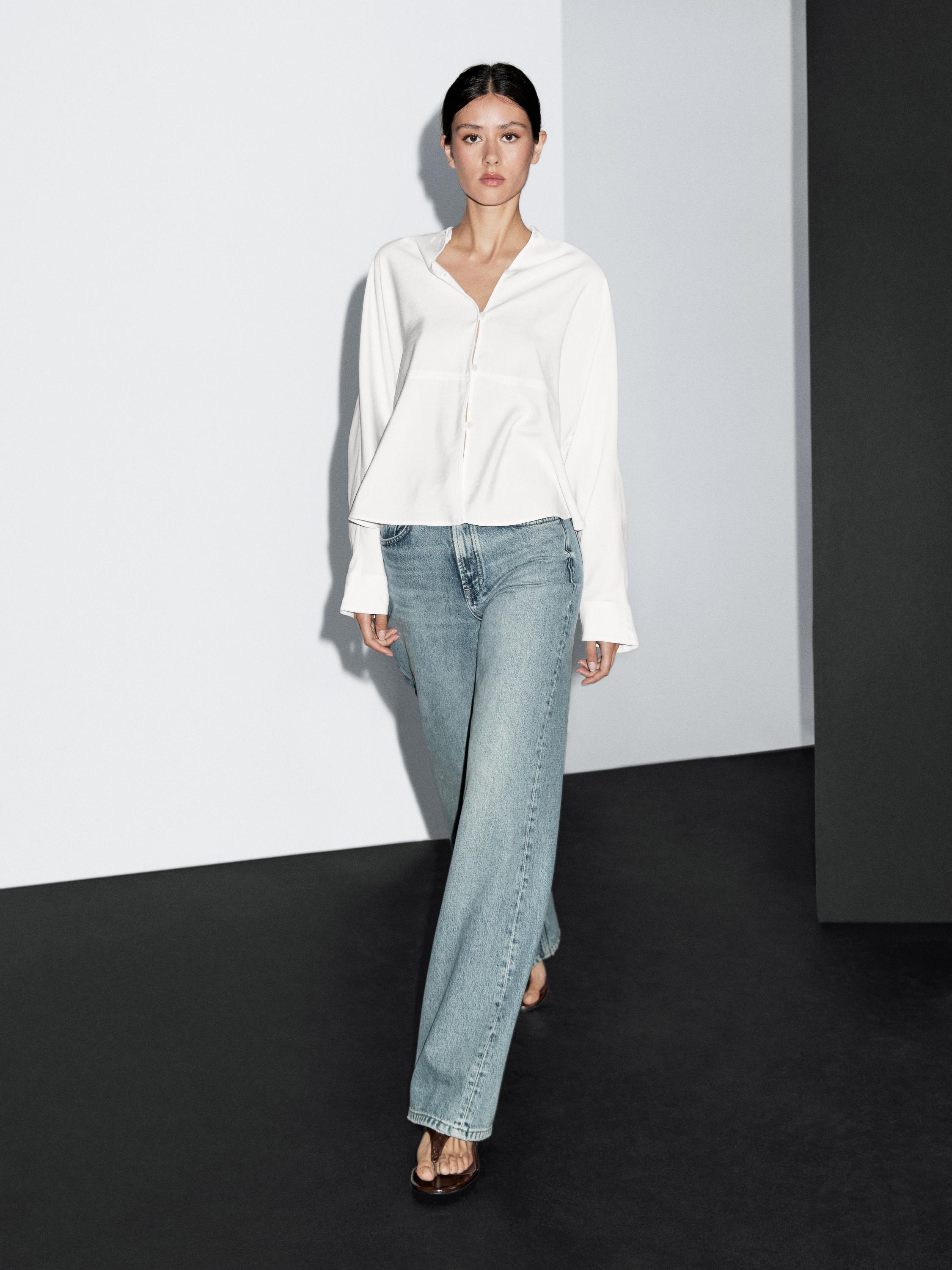 Košile se stojáčkem a prošitým švem vpředu