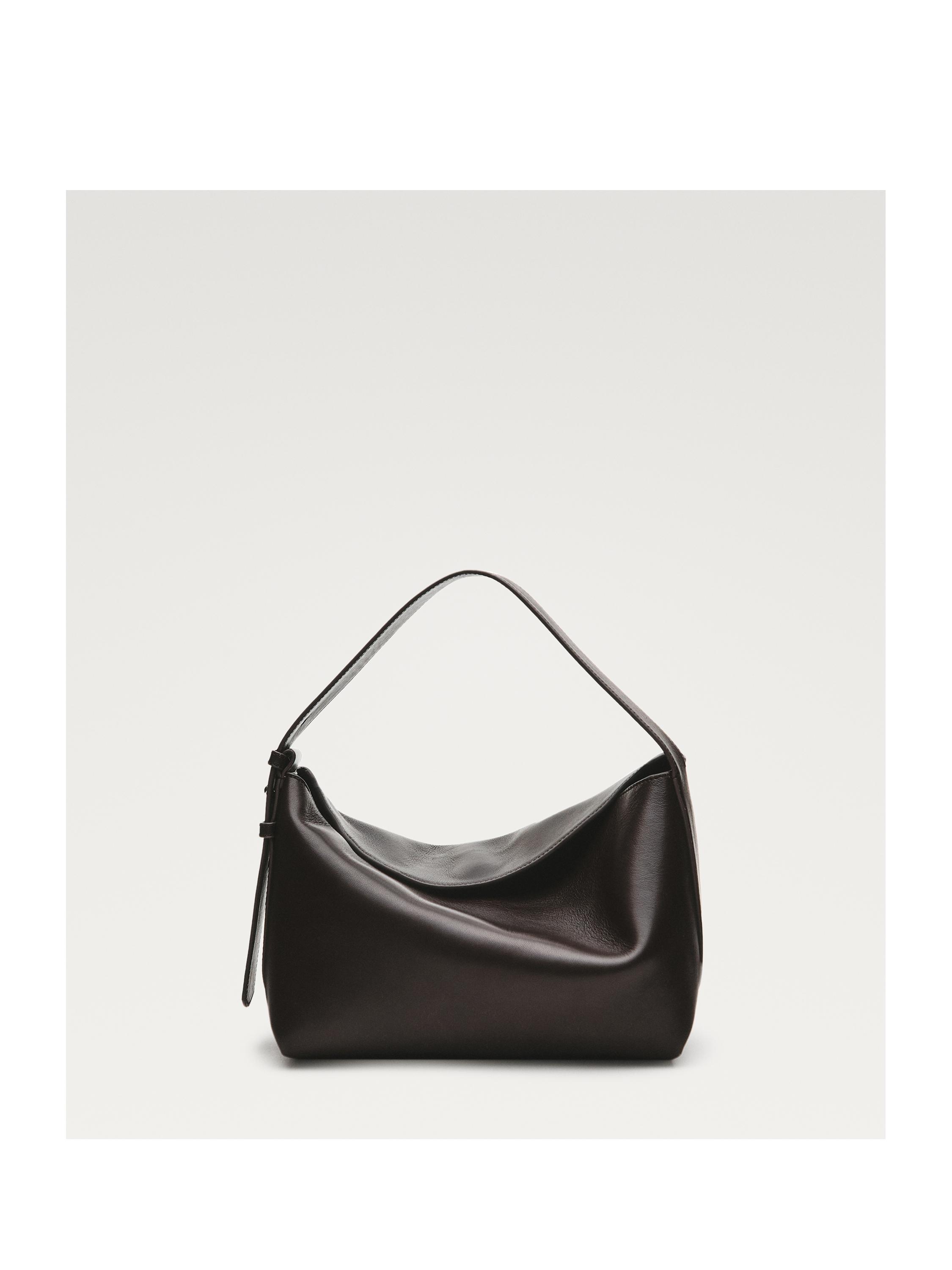 Small nappa leather shoulder bag — BROWN