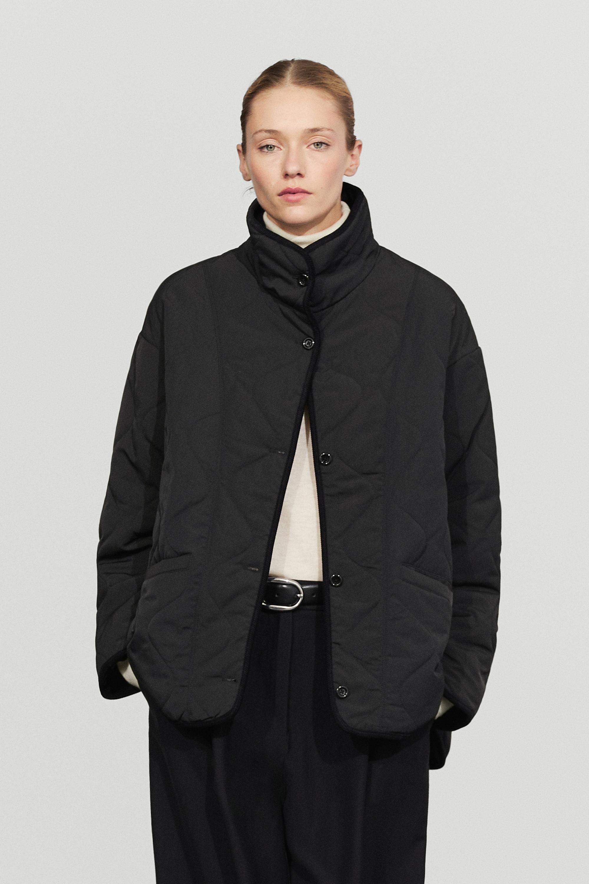 Jacket with wavy stitching detail — BLACK