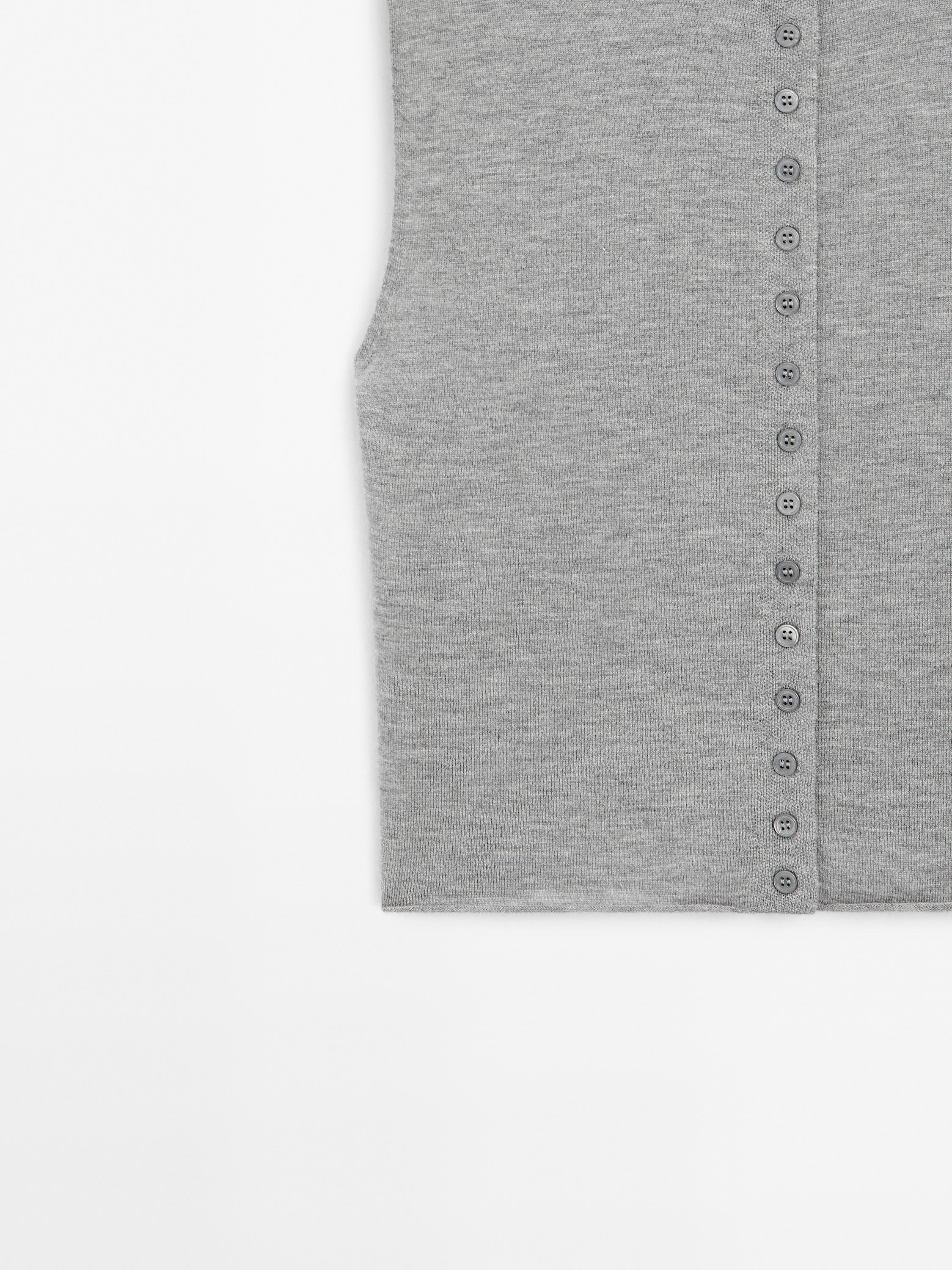 Cropped wool blend knit vest