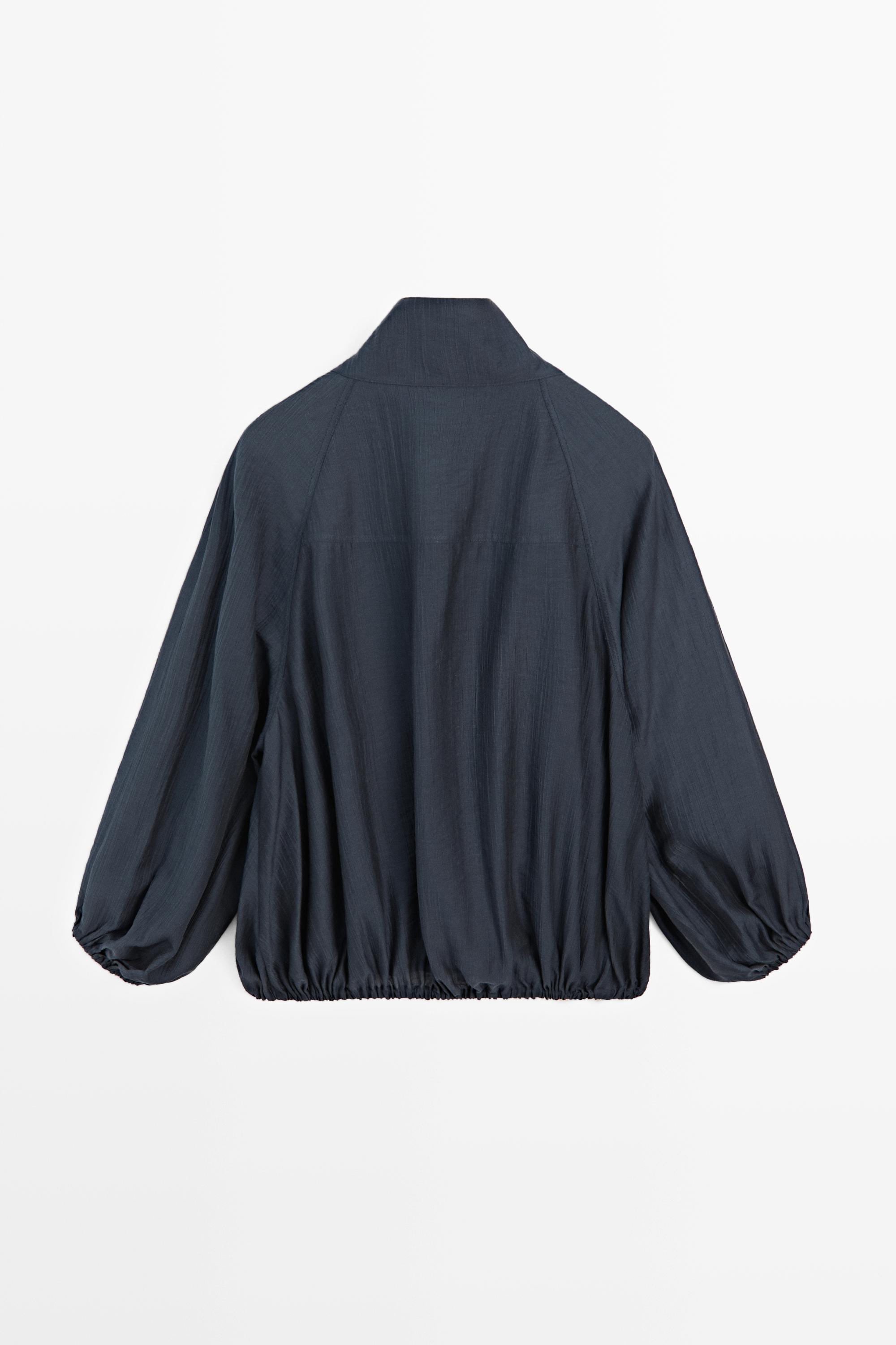 Fluid overshirt with puff detail — FADED BLUE