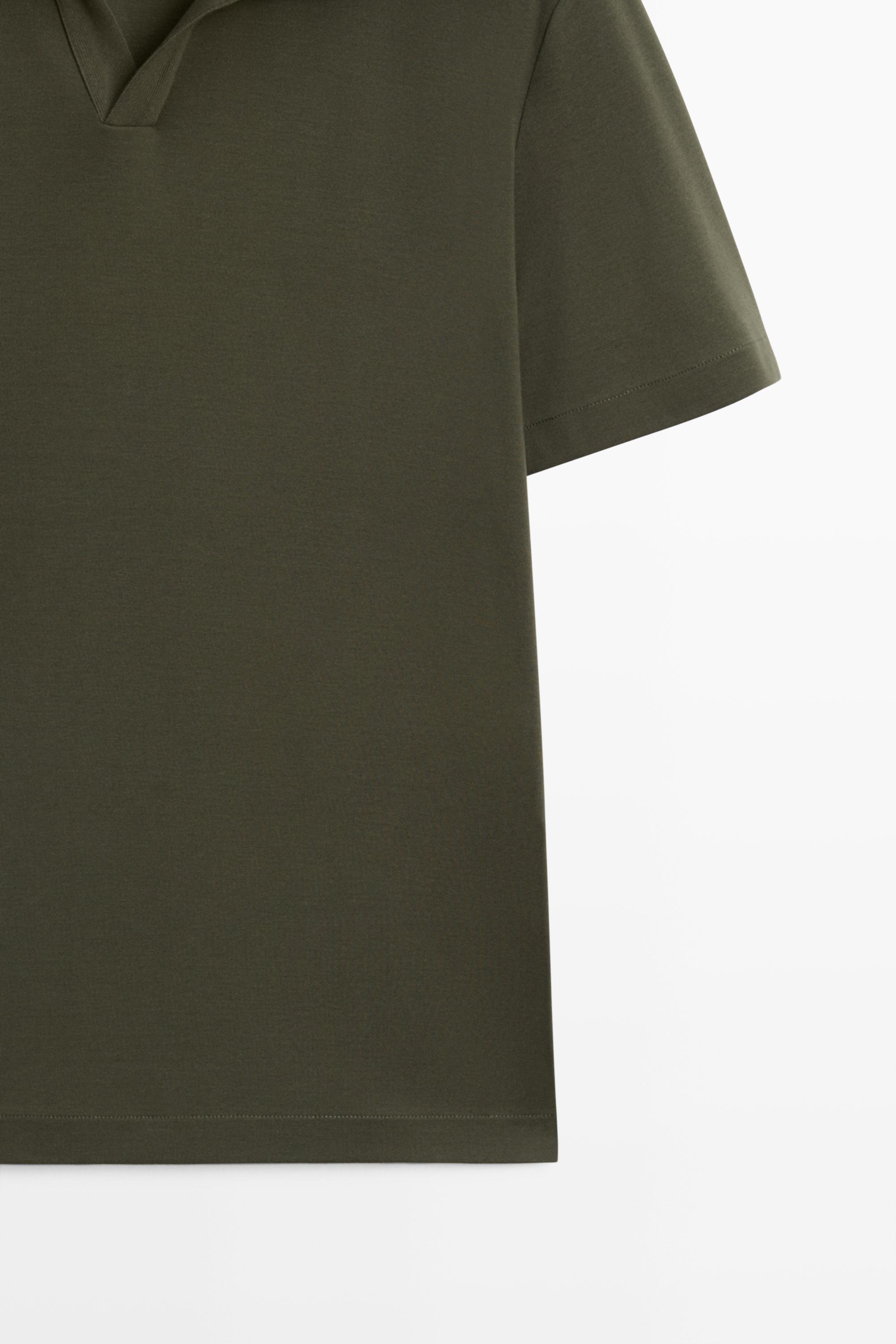Short sleeve V-neck polo shirt — DARK GREEN