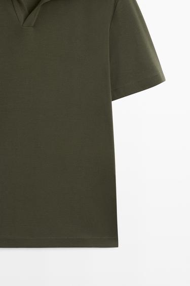 Short sleeve V-neck polo shirt — DARK GREEN 7