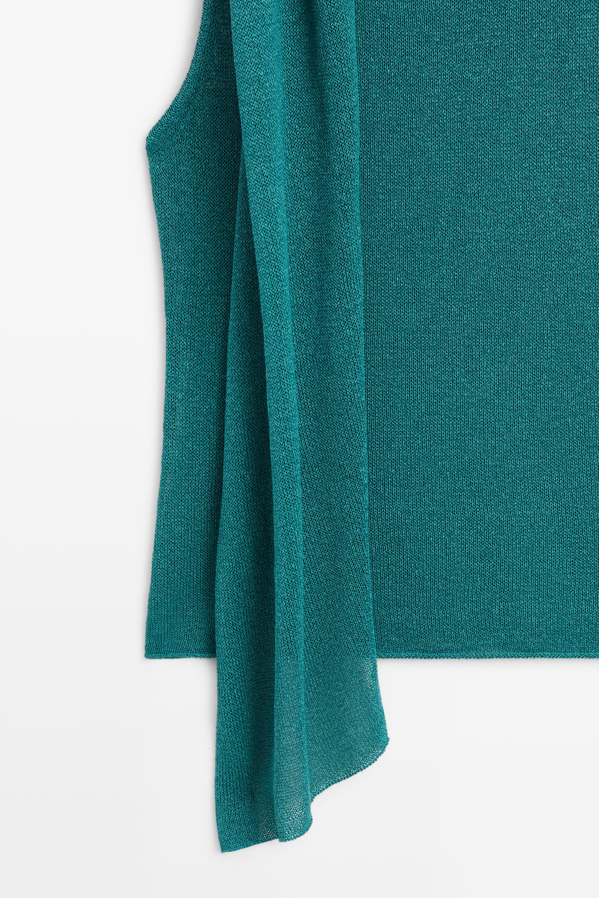High neck top with scarf detail — TURQUOISE