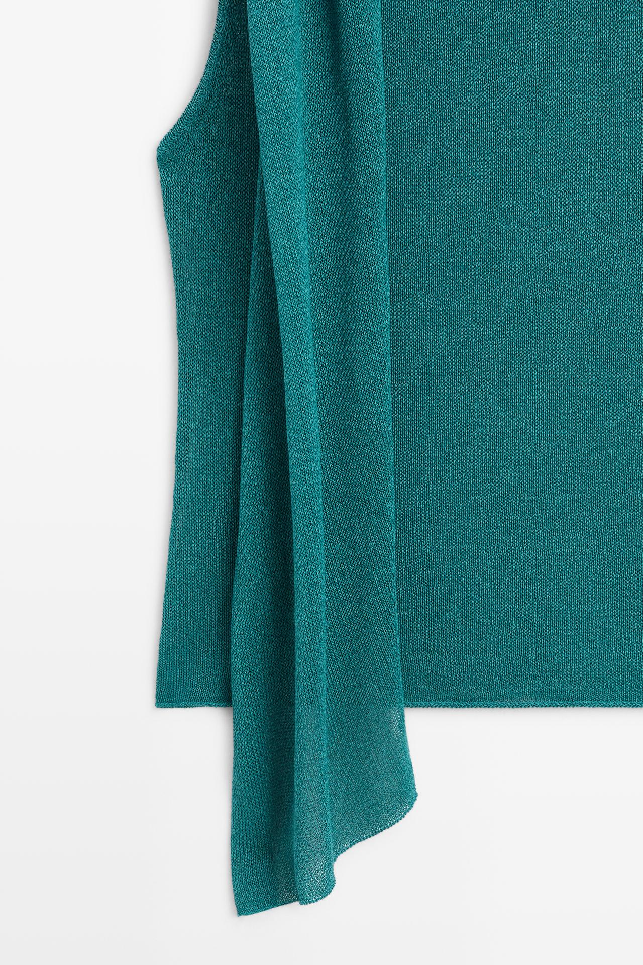 High neck top with scarf detail — TURQUOISE