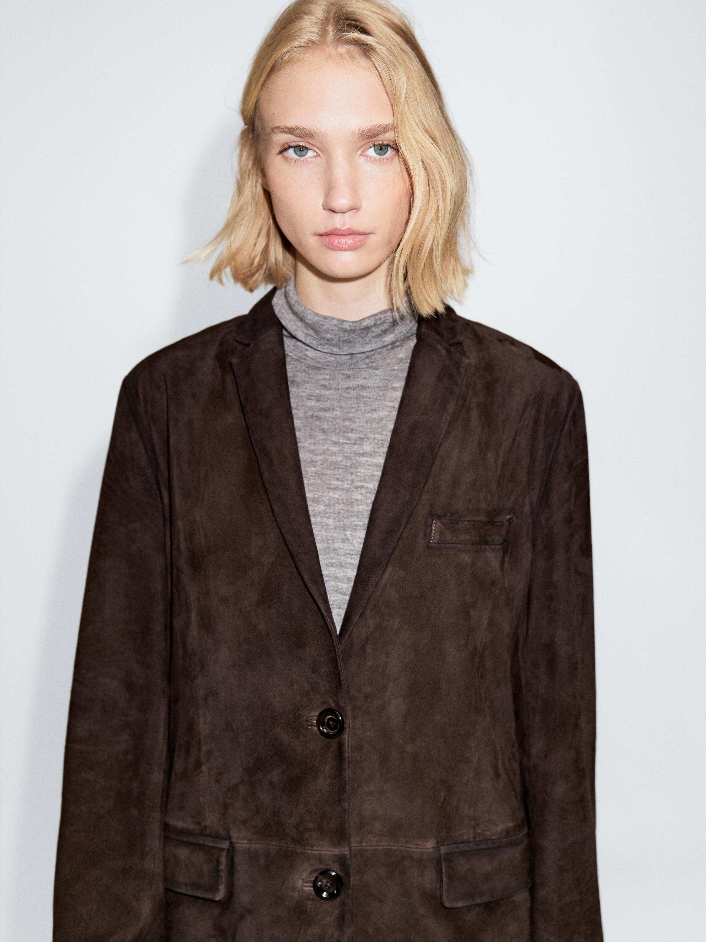 Suede leather blazer