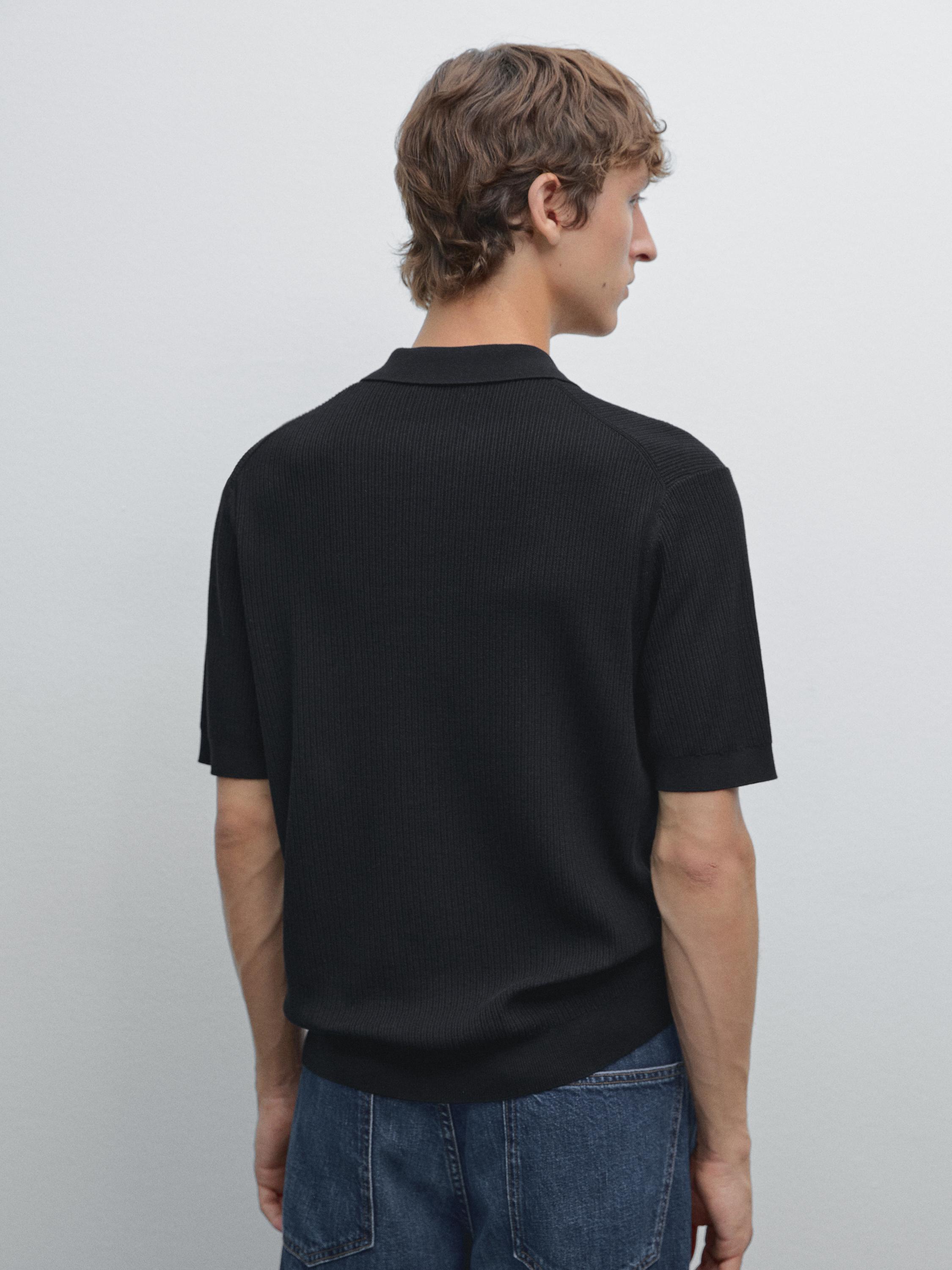 100% cotton ribbed knit polo shirt