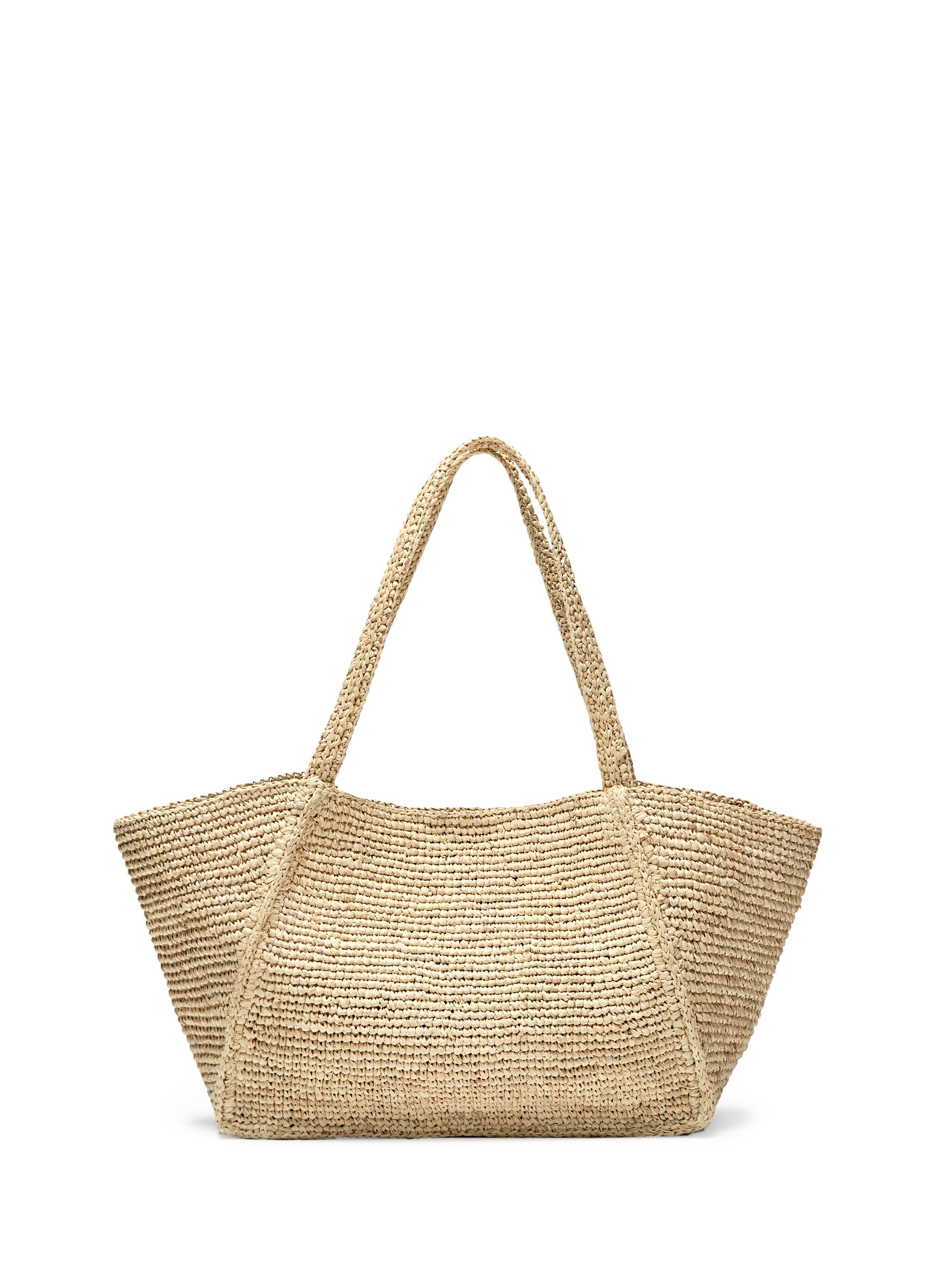 100% raffia mid-sized tote bag — BEIGE